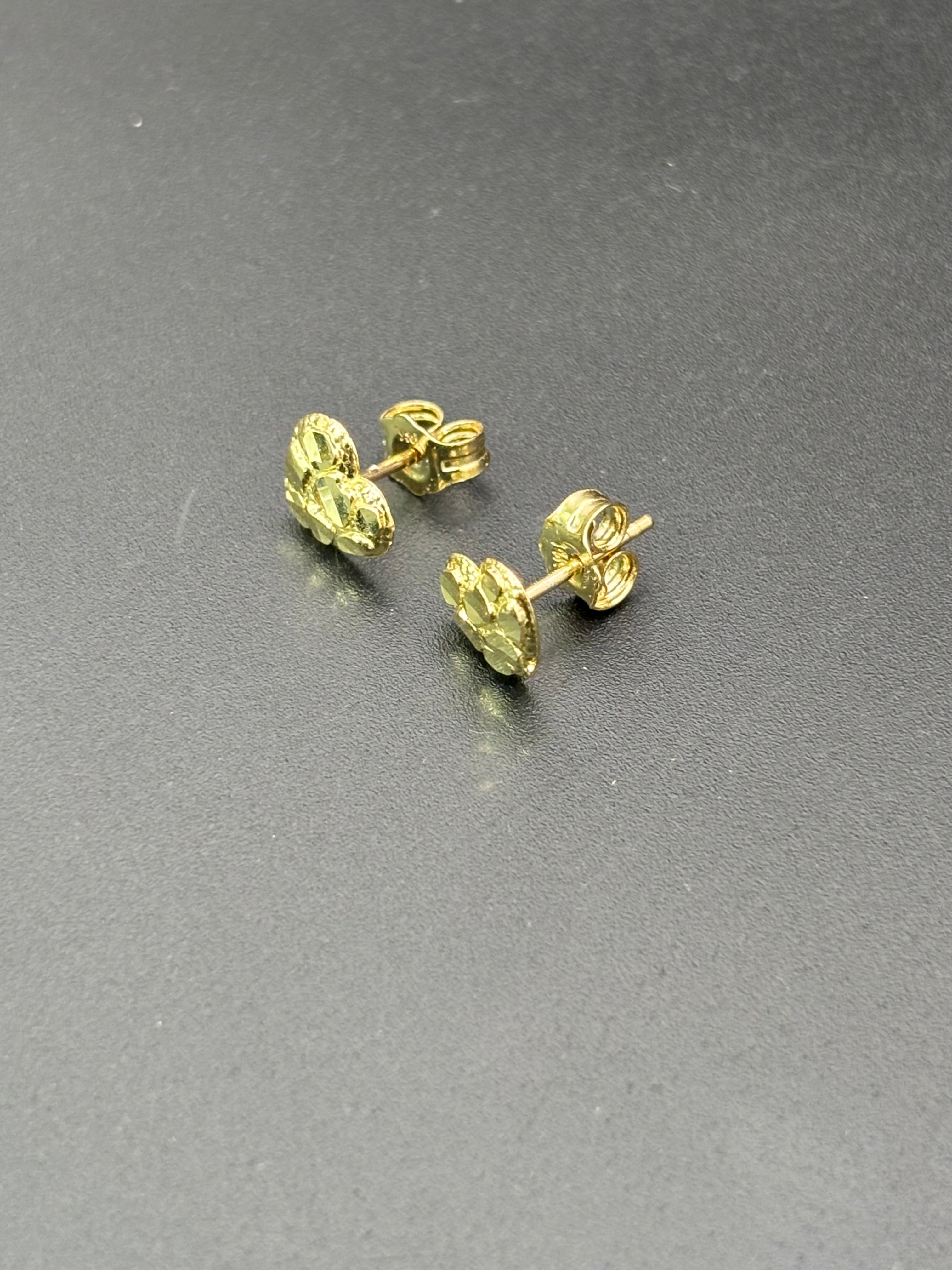 14k Solid Gold Earrings Heart Nugget
