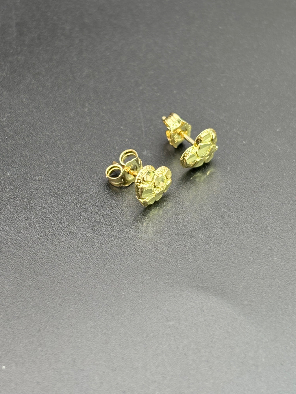14k Solid Gold Earrings Heart Nugget