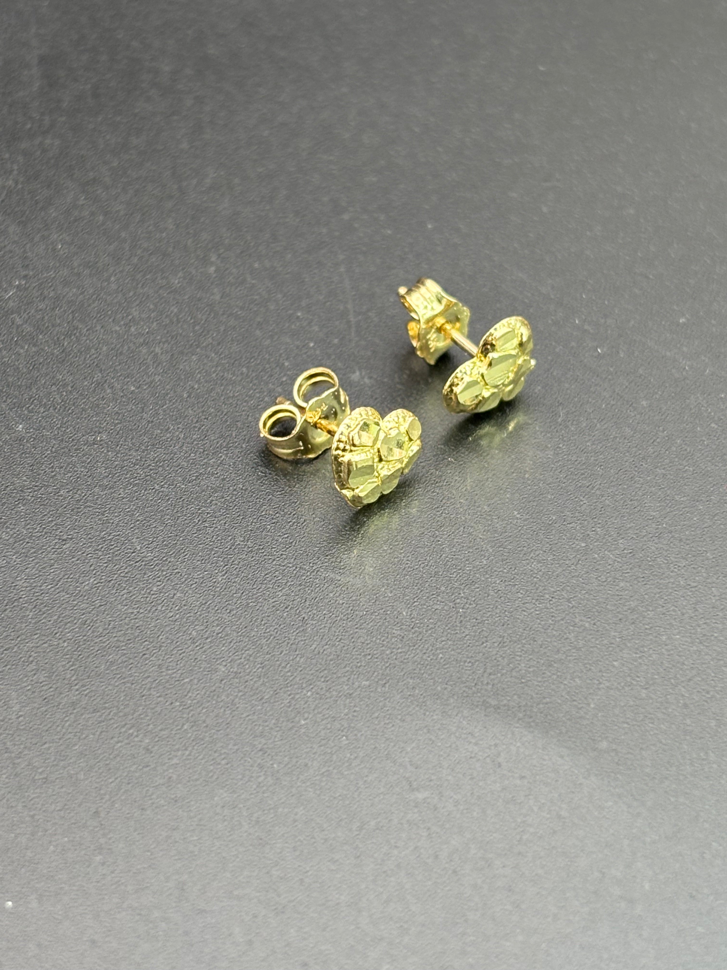 14k Solid Gold Earrings Heart Nugget
