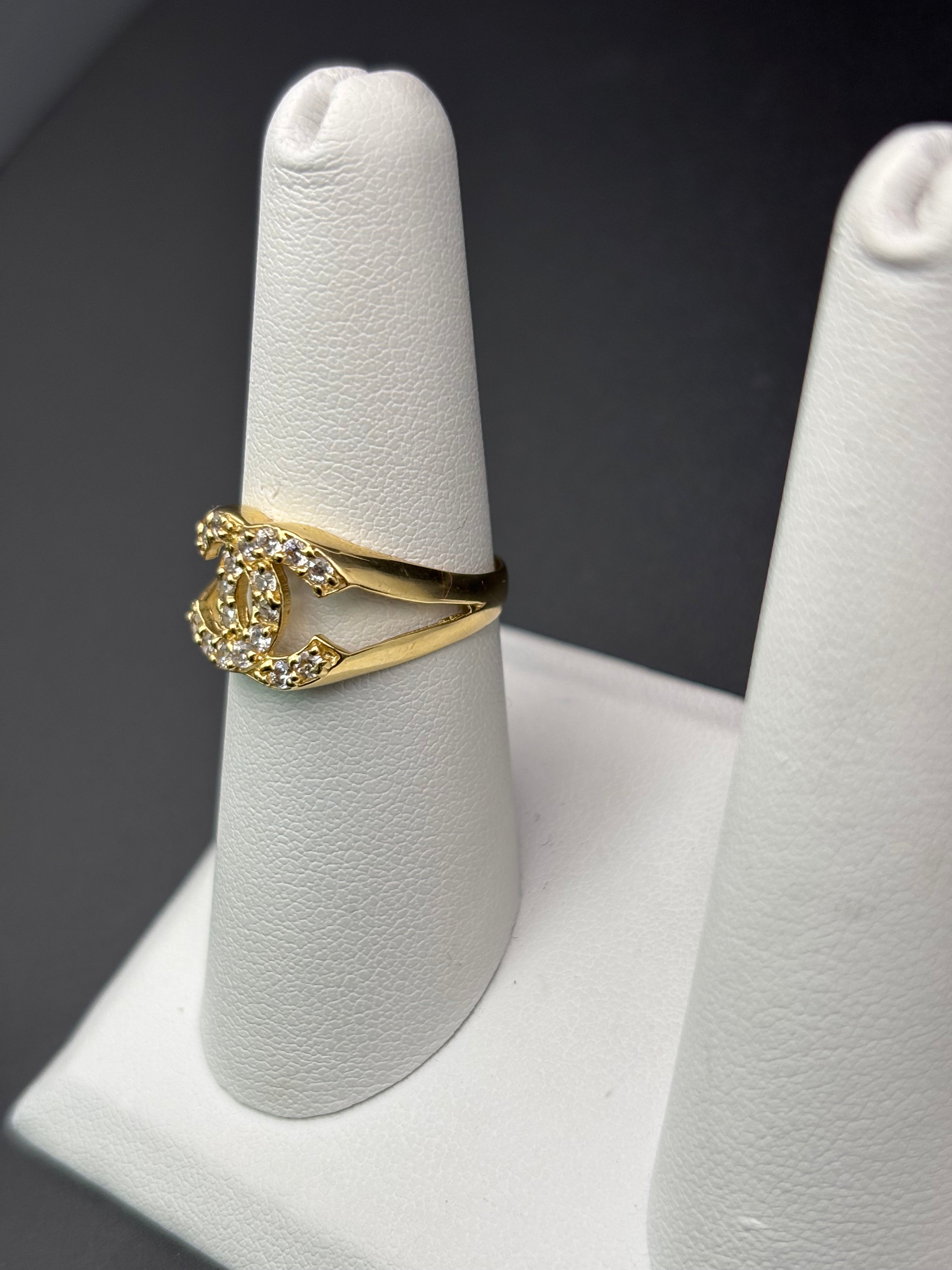 14k Solid Gold Ring Chanel Style
