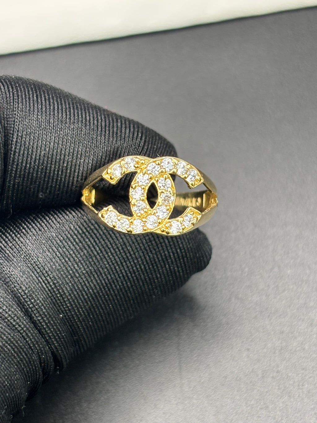 14k Solid Gold Ring Chanel Style