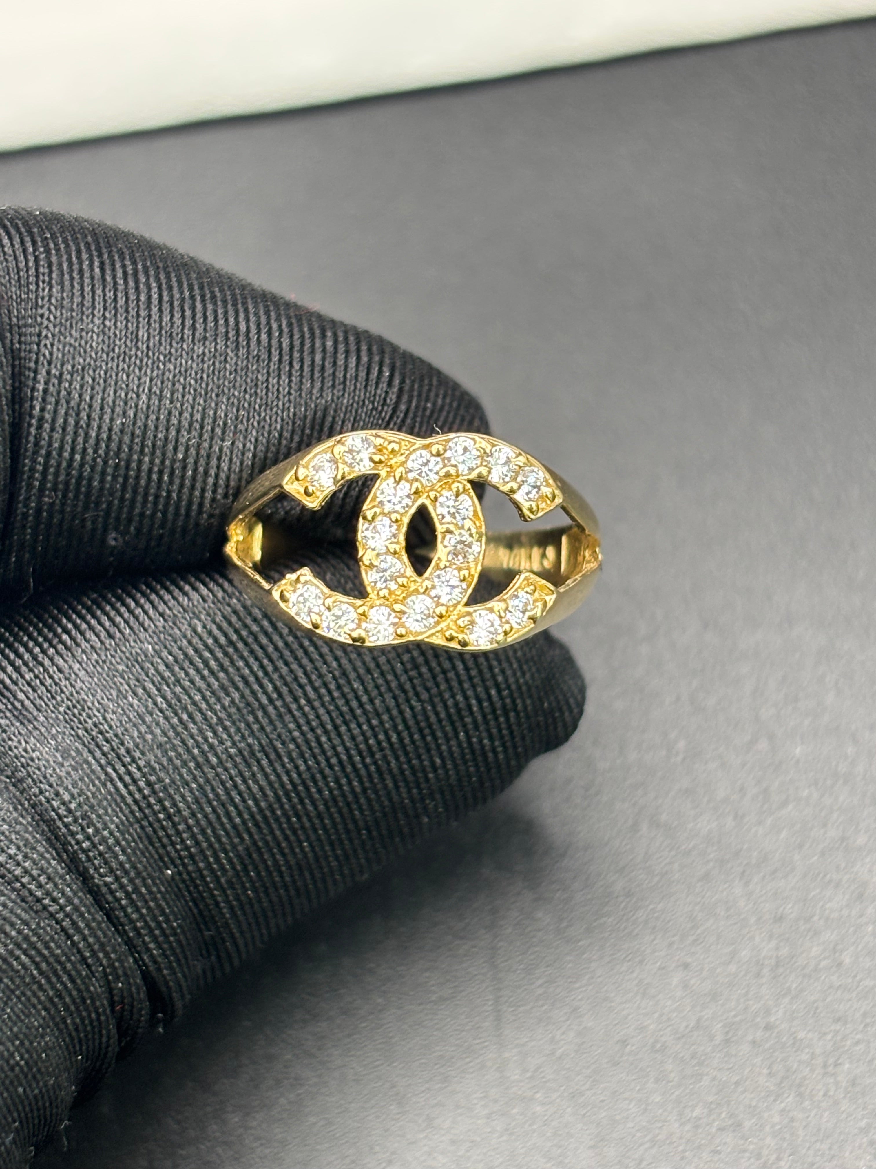 14k Solid Gold Ring Chanel Style