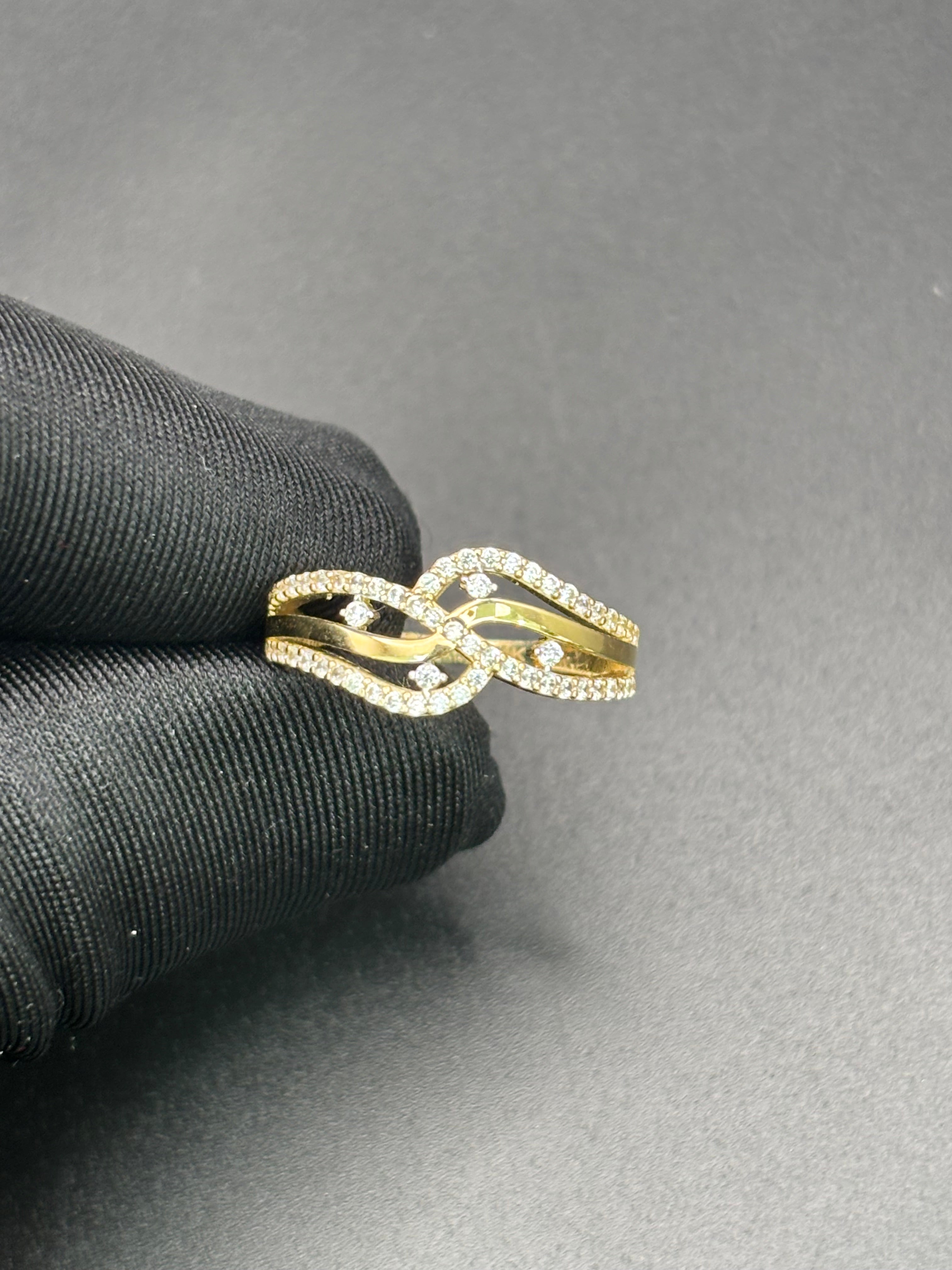 14k Solid Gold Ring Crossover Infinity