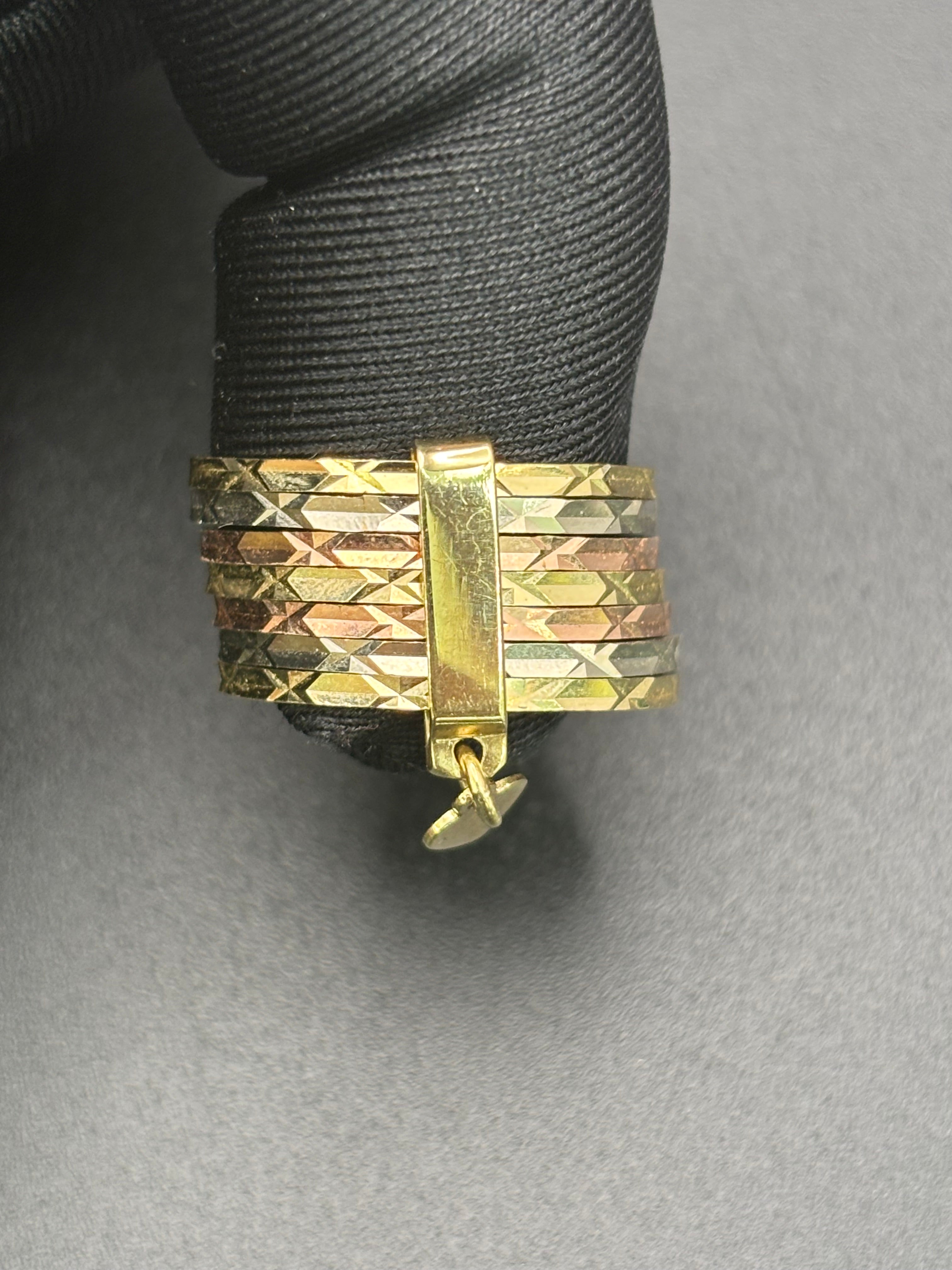 14k Solid Gold Ring Semanario Style with Heart Pendant