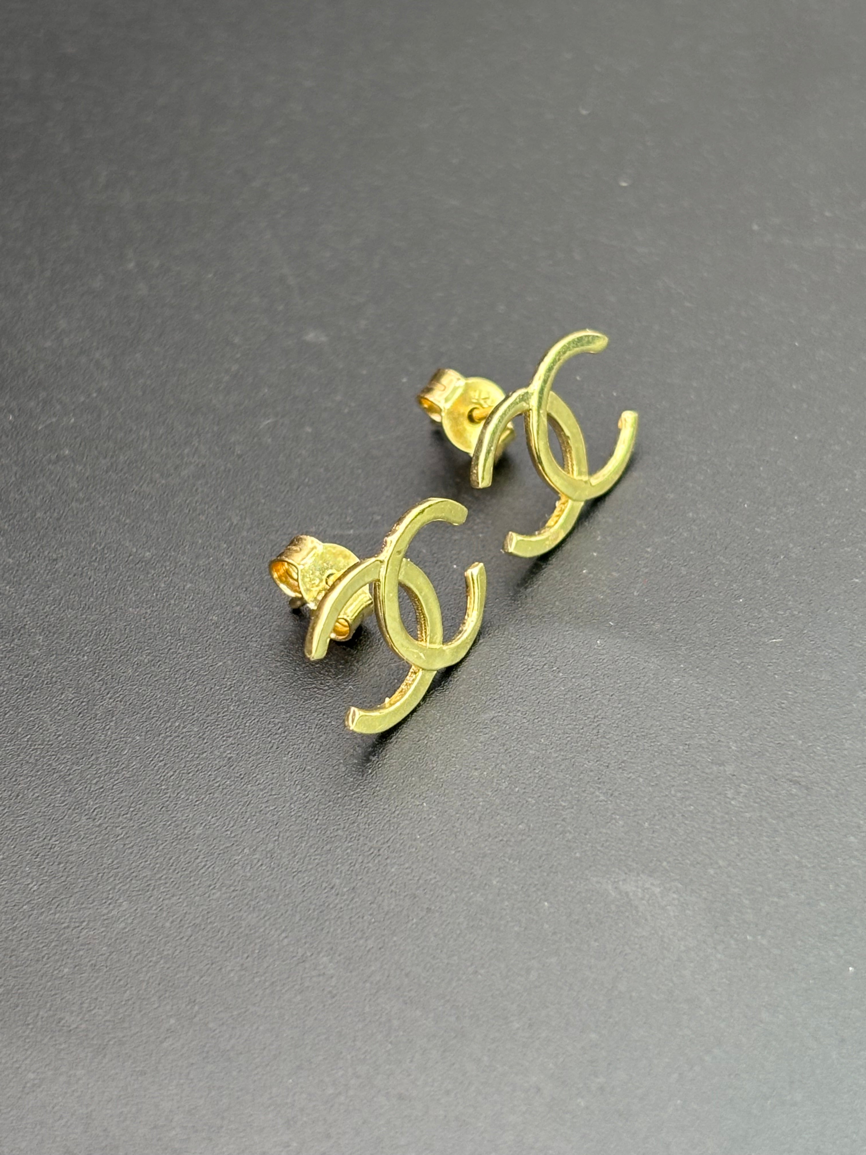 14k Solid Gold Earrings Chanel
