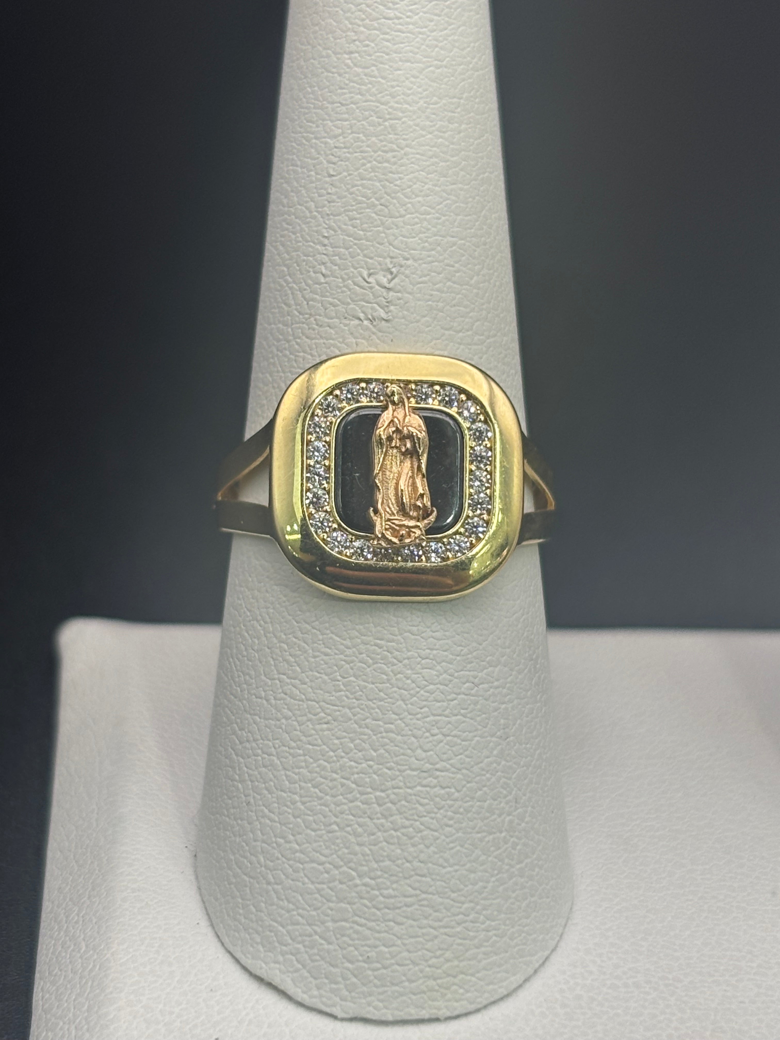 14k Solid Gold Ring Virgin Mary