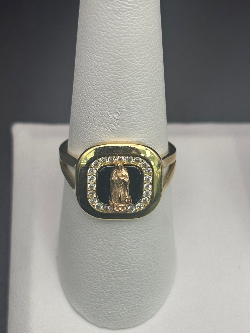 14k Solid Gold Ring Virgin Mary