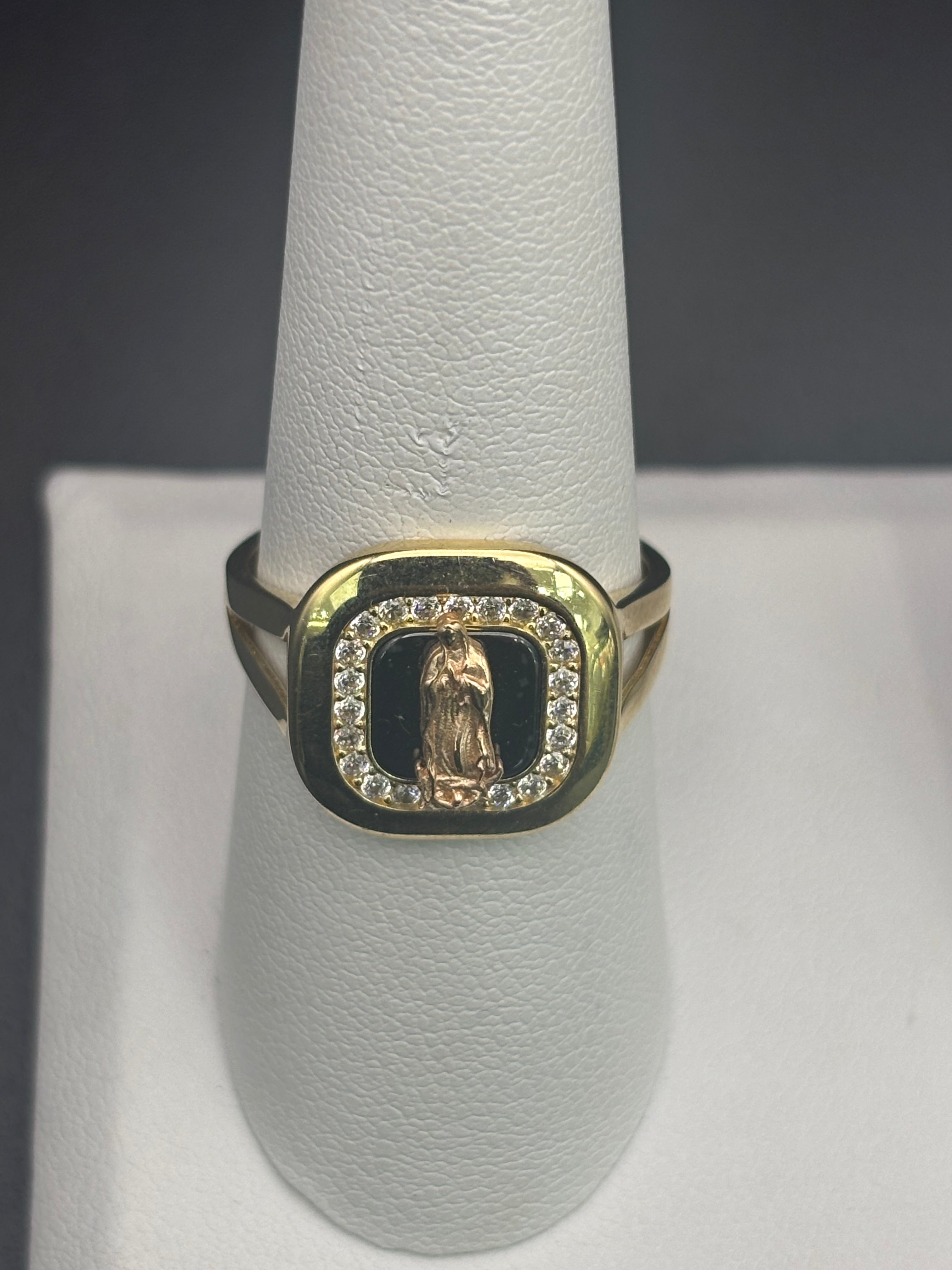 14k Solid Gold Ring Virgin Mary