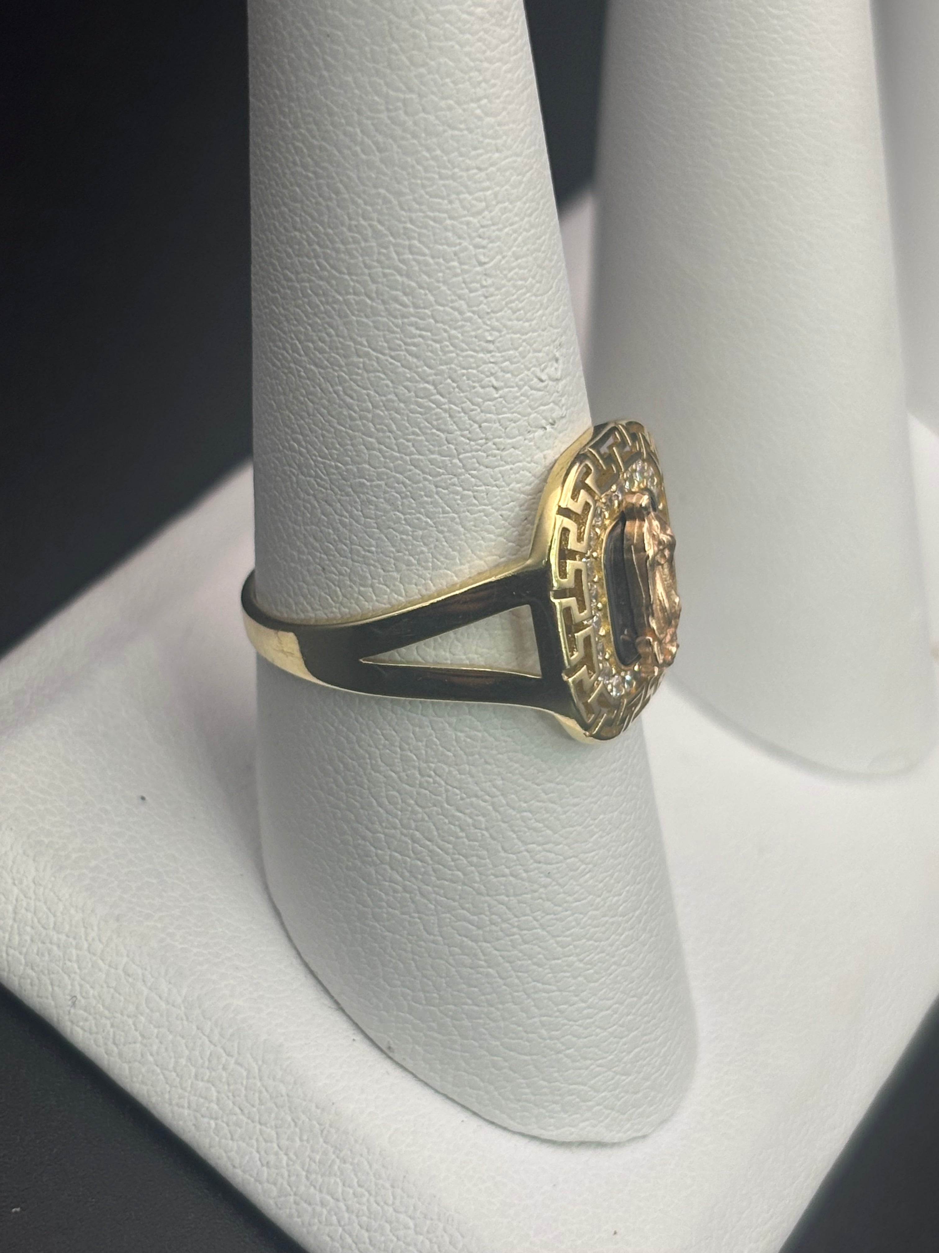 14k Solid Gold Ring Virgin Mary