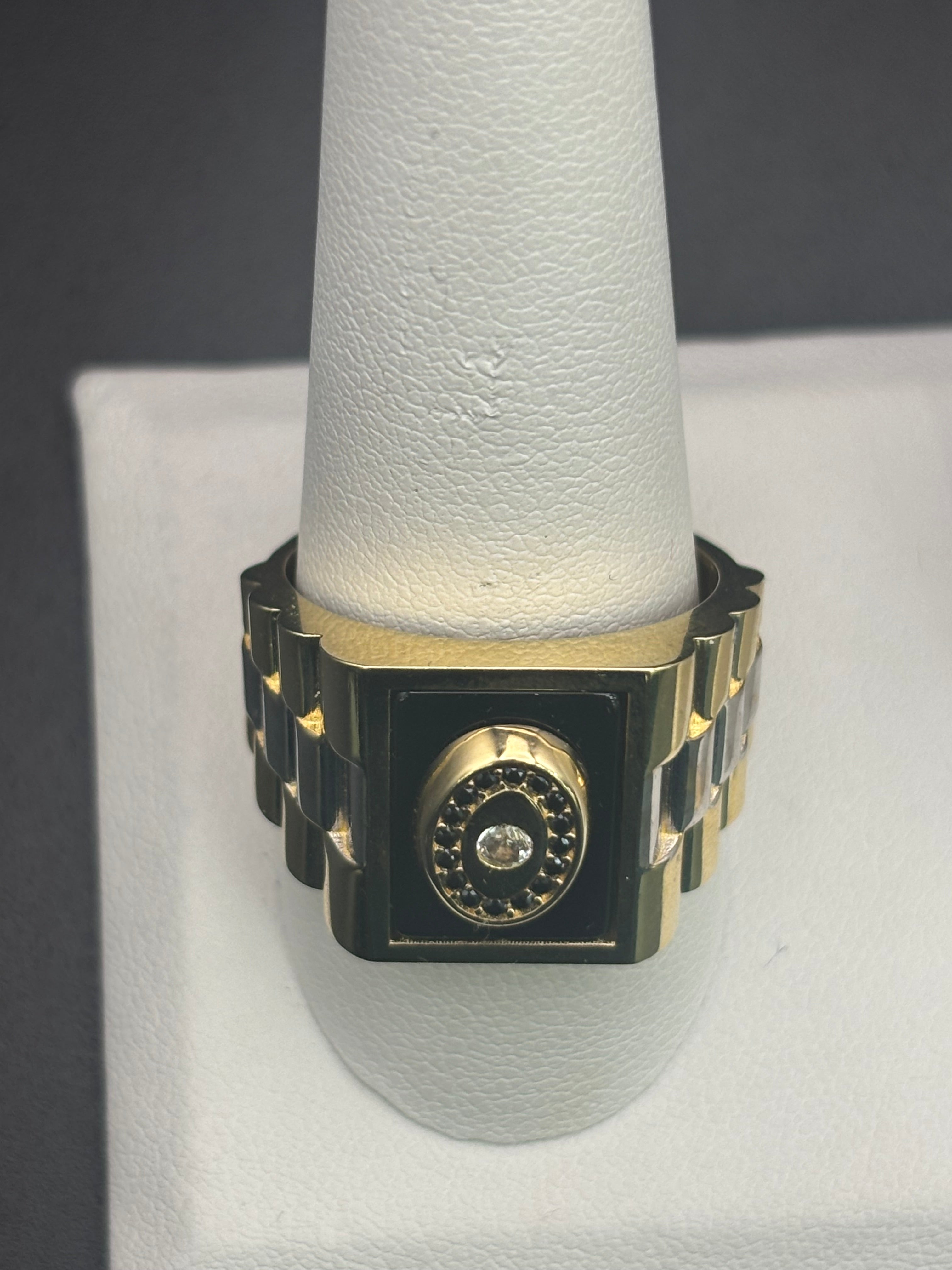 14k Solid Gold Ring Eye Black