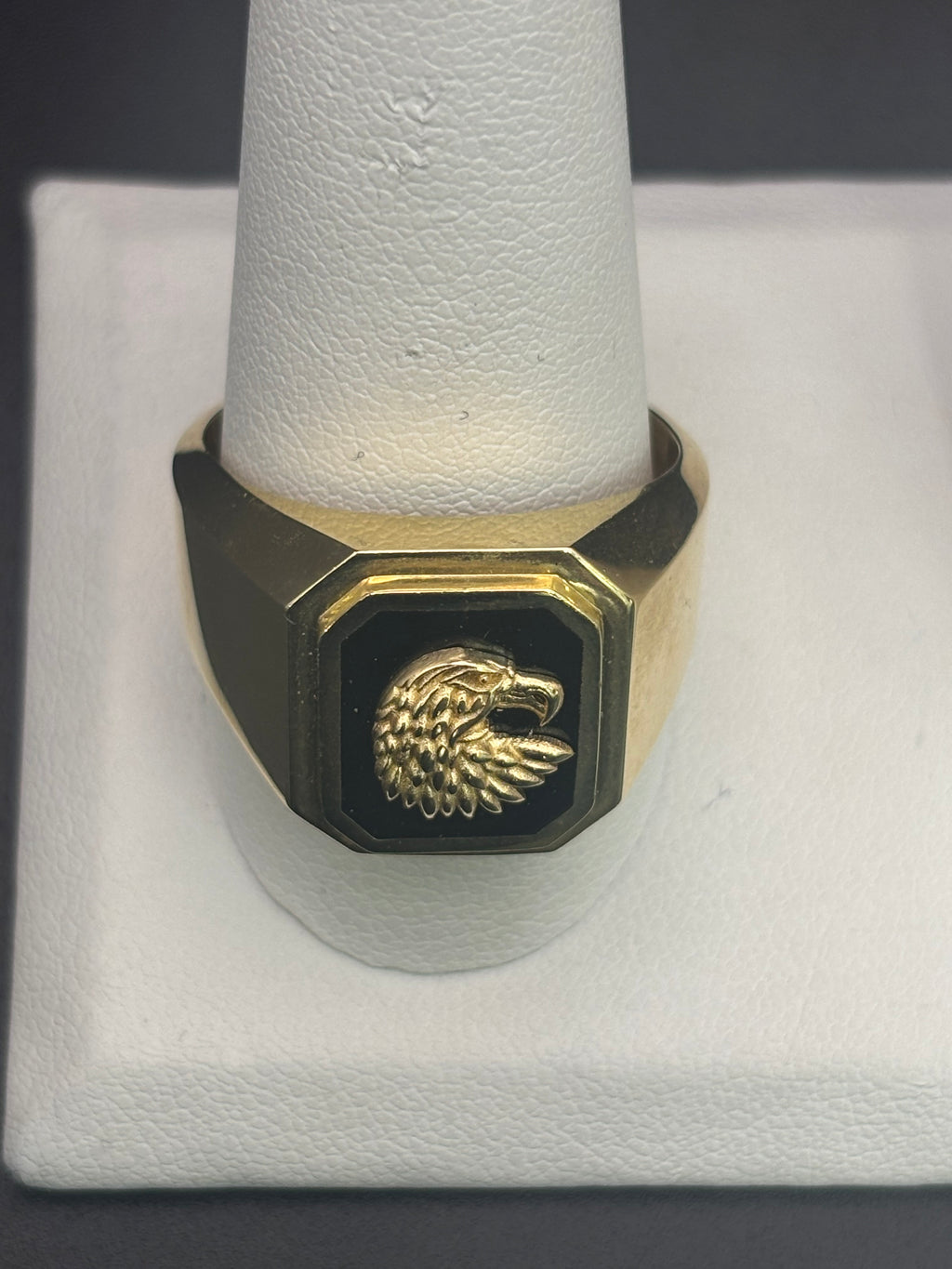 14k Solid Gold Ring Eagle Black