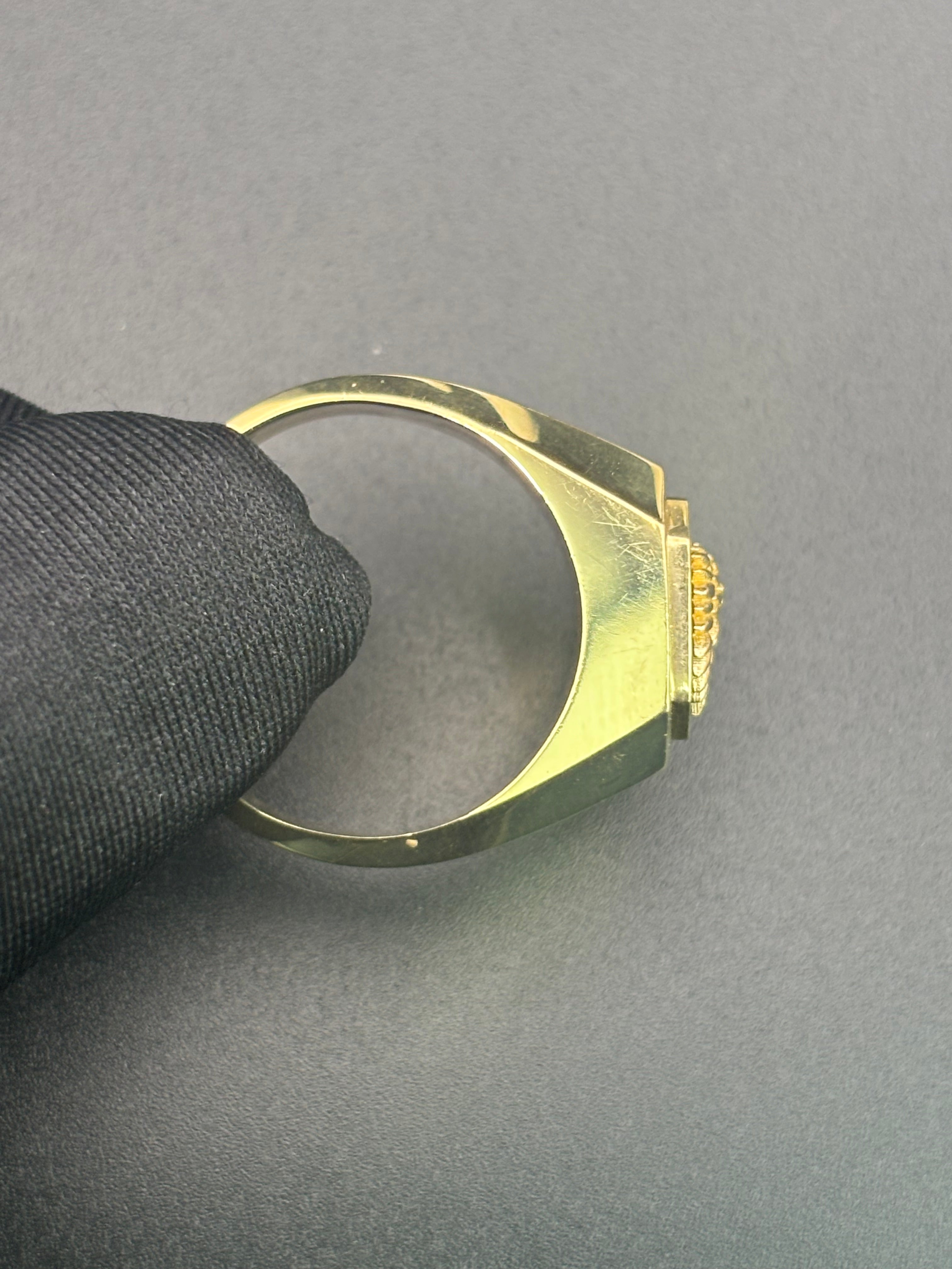 14k Solid Gold Ring Eagle Black