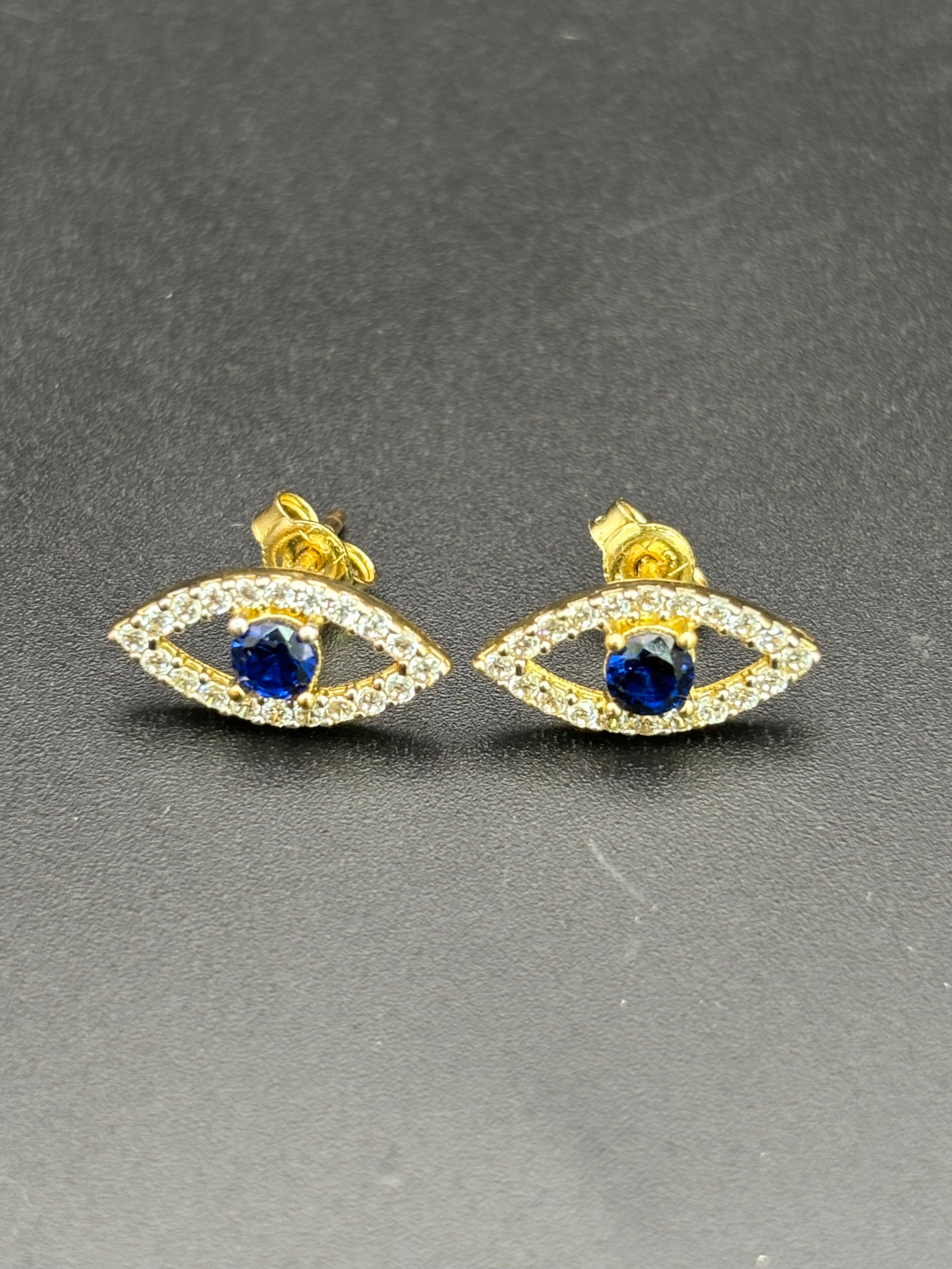 14k Solid Gold Earrings Eye