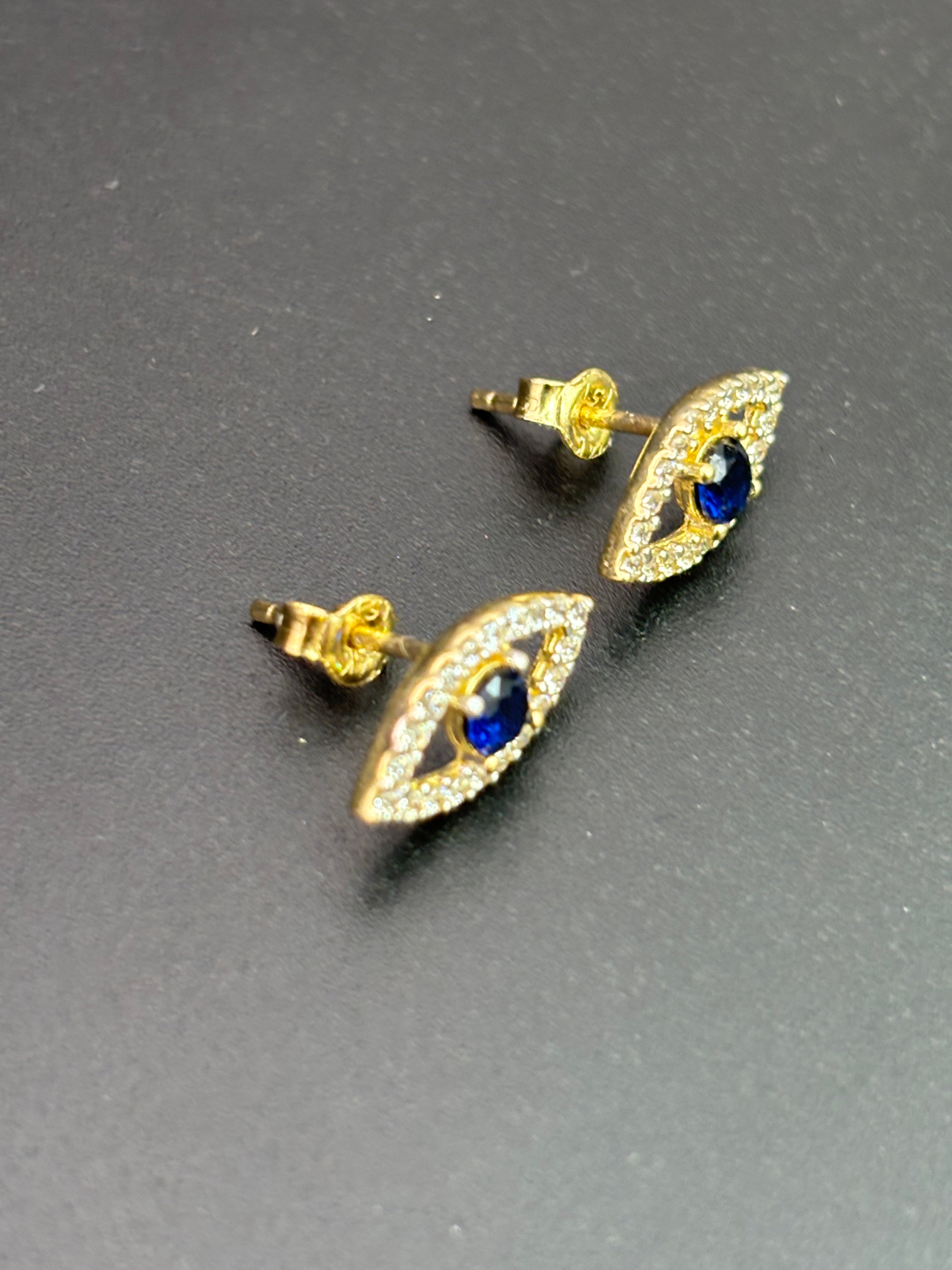 14k Solid Gold Earrings Eye