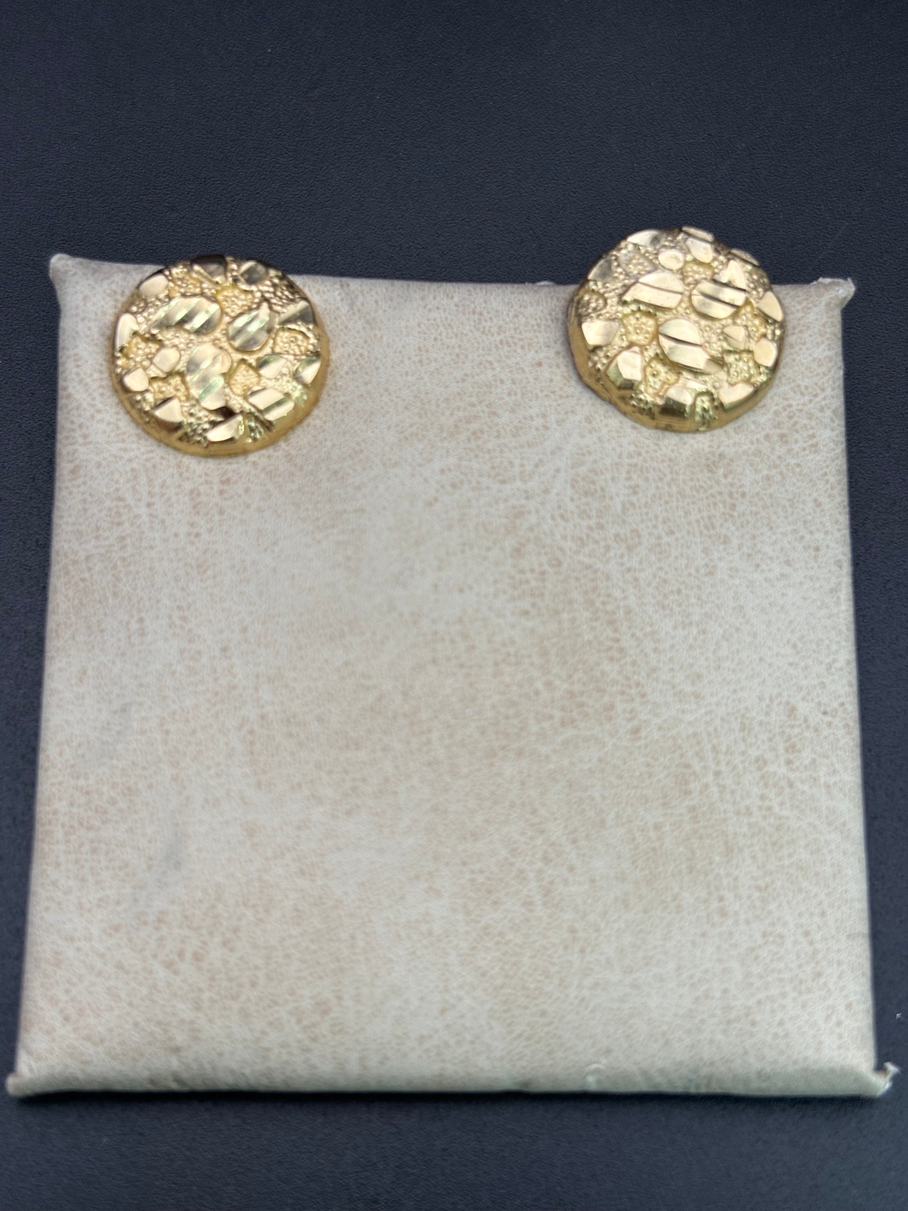 14k Solid Gold Nugget Earrings