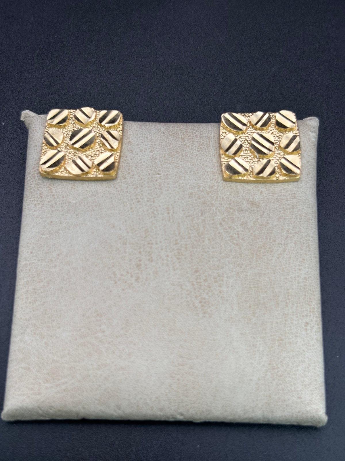 14k Solid Gold Nugget Square Earrings