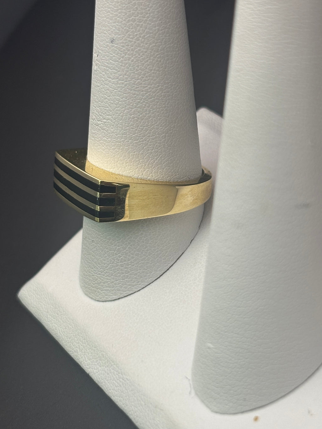 14k Solid Gold Ring Black Lines