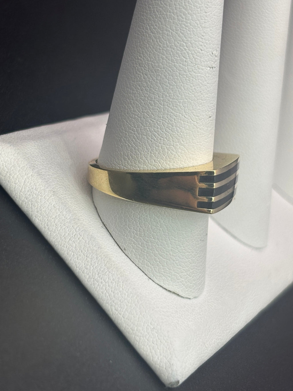 14k Solid Gold Ring Black Lines