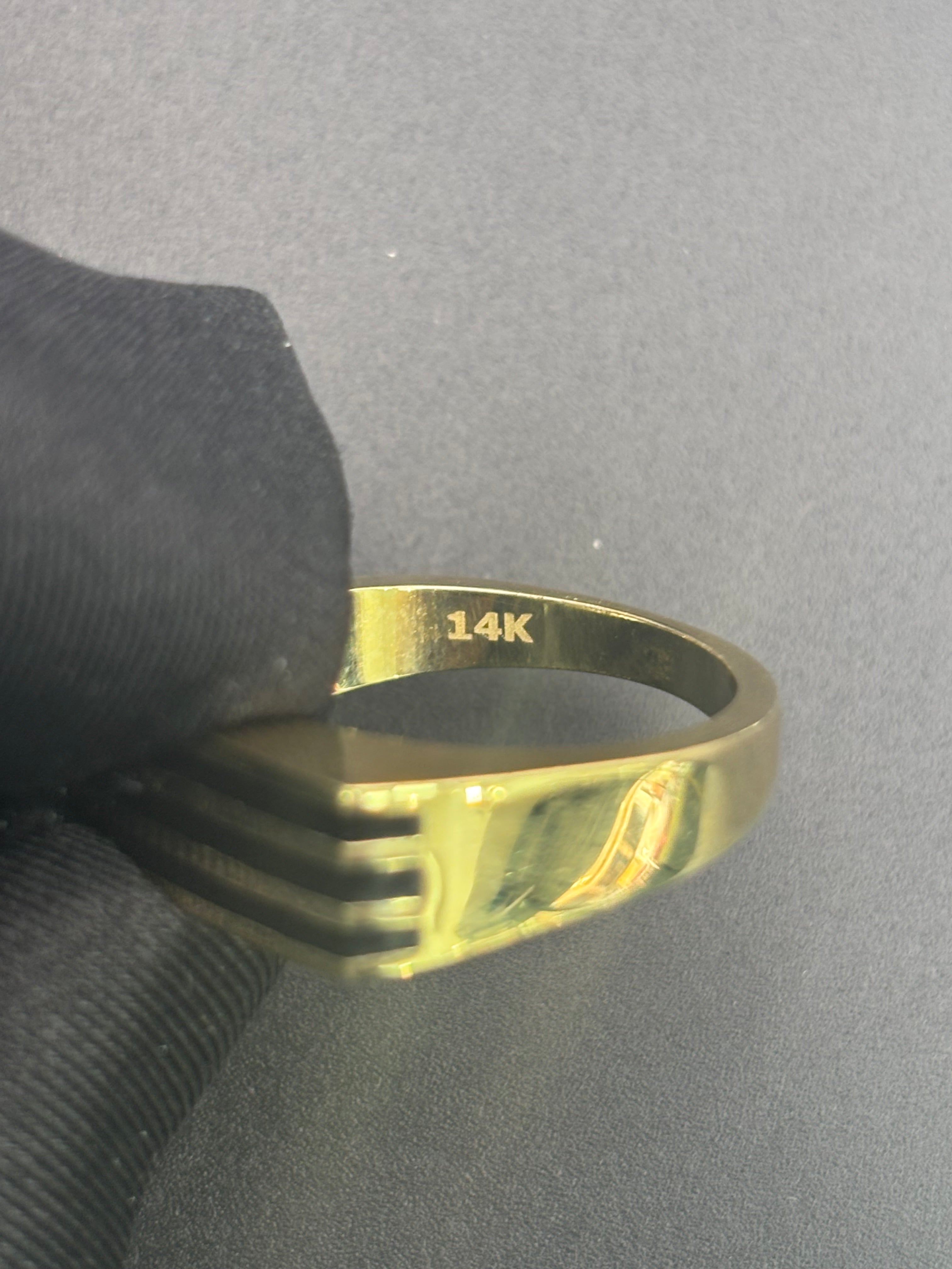 14k Solid Gold Ring Black Lines