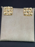 14k Solid Gold Nugget Square Earrings