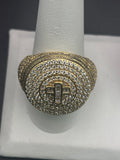 14k Solid Gold Ring Diamonds Cross