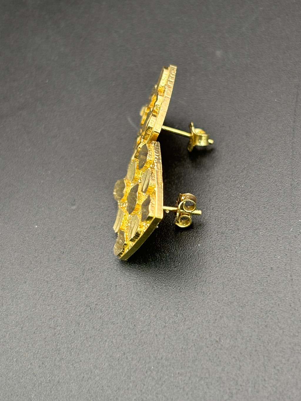 14k Solid Gold Nugget Square Earrings