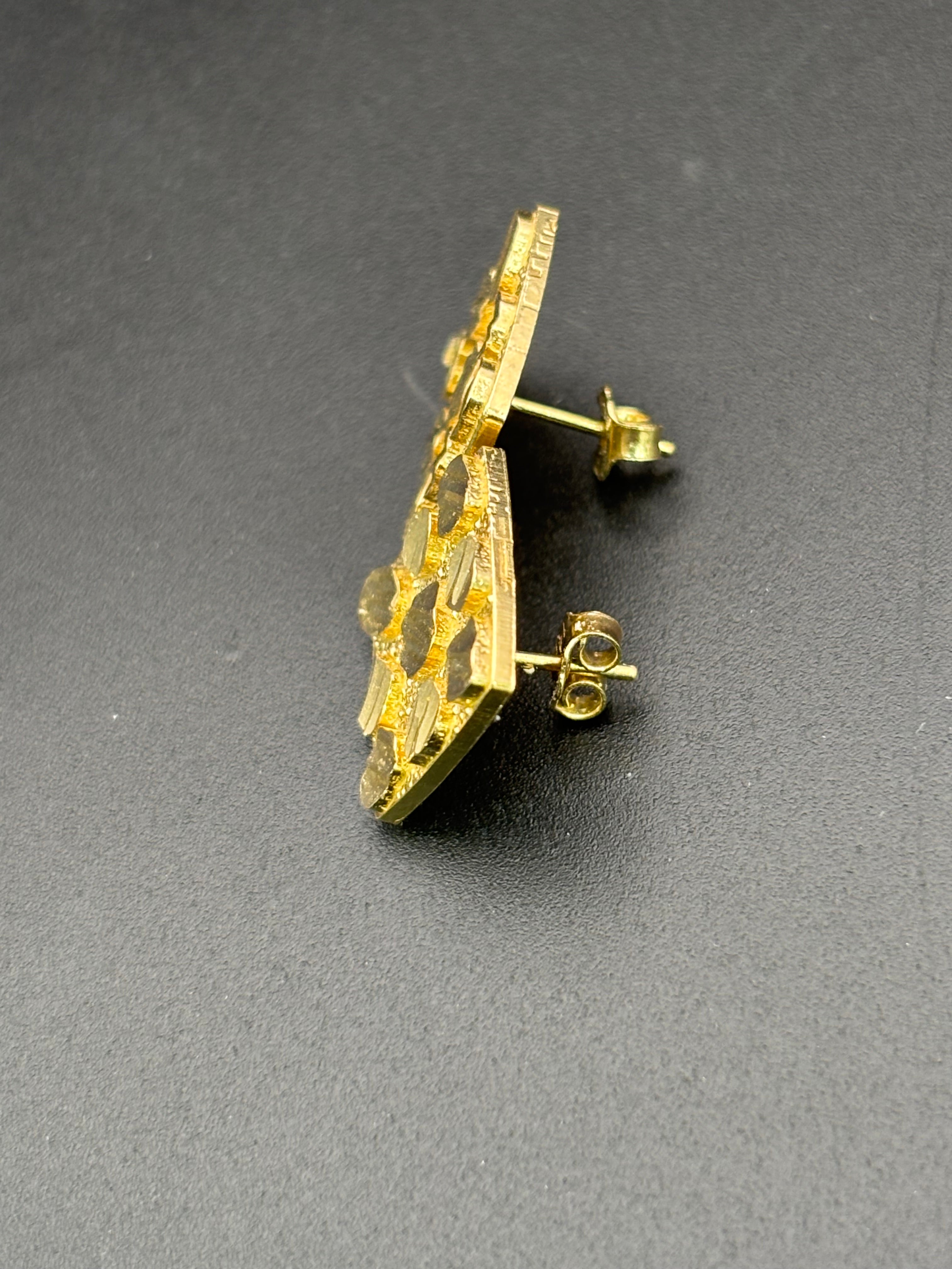 14k Solid Gold Nugget Square Earrings
