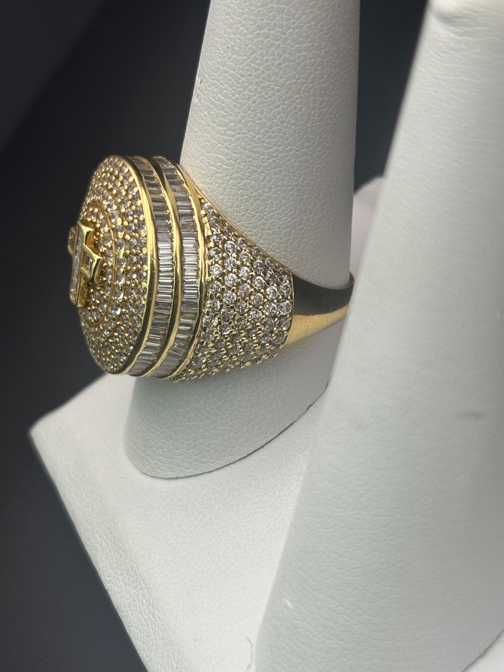 14k Solid Gold Ring Diamonds Cross