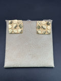 14k Solid Gold Nugget Square Earrings