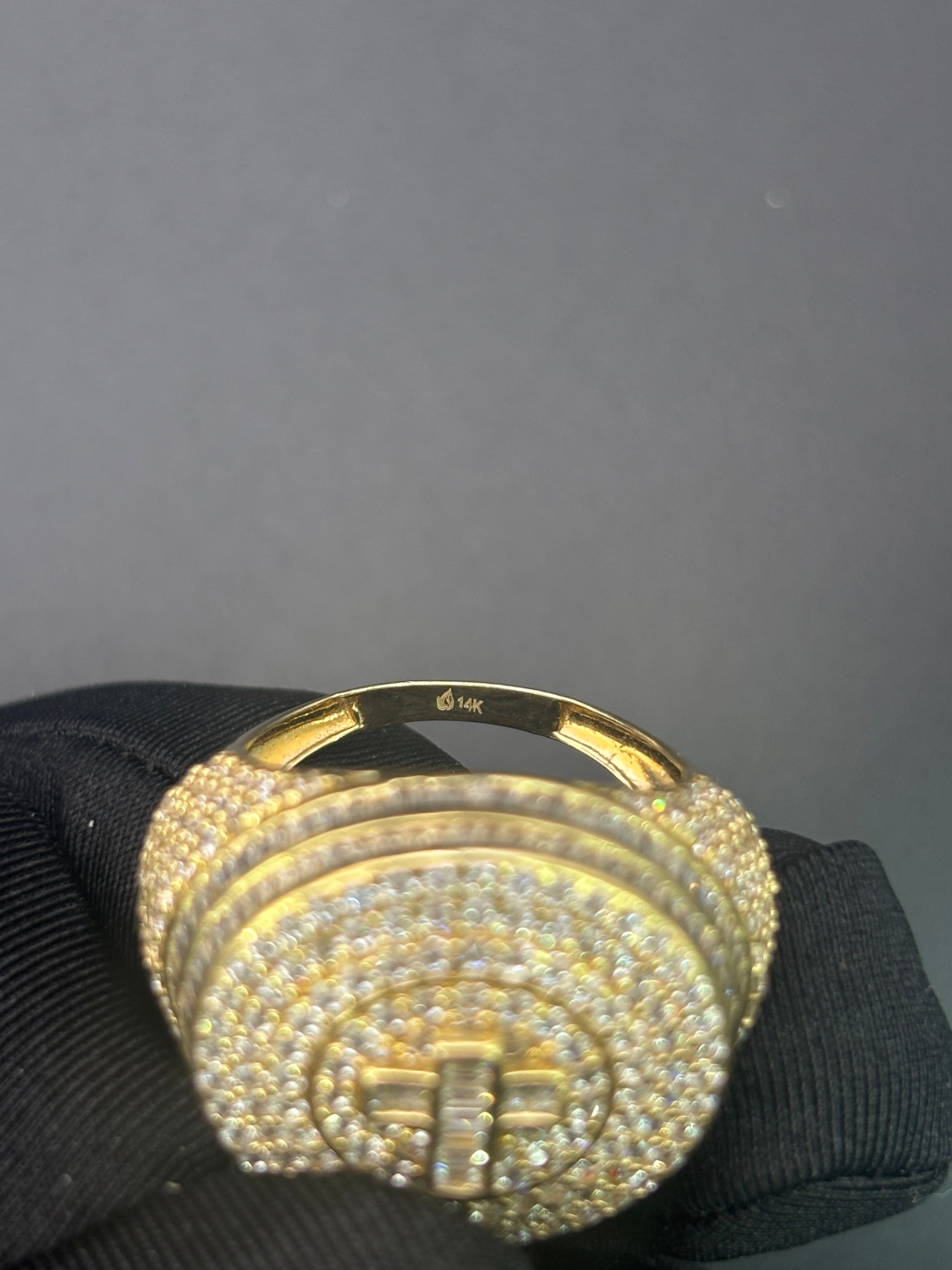 14k Solid Gold Ring Diamonds Cross
