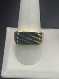 14k Solid Gold Ring Lines Black