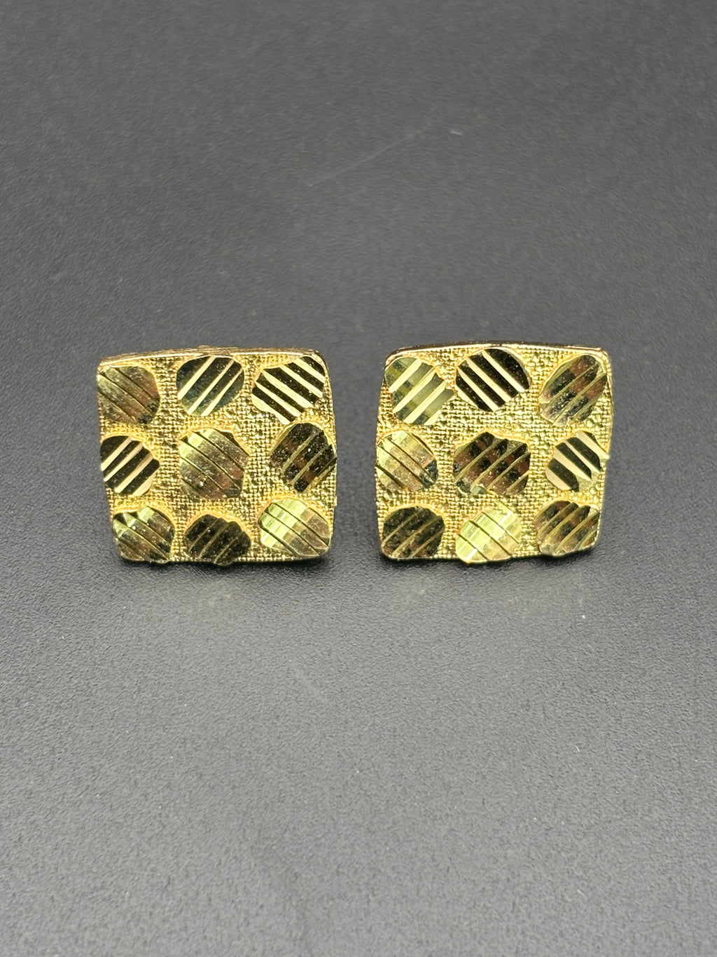 14k Solid Gold Nugget Square Earrings