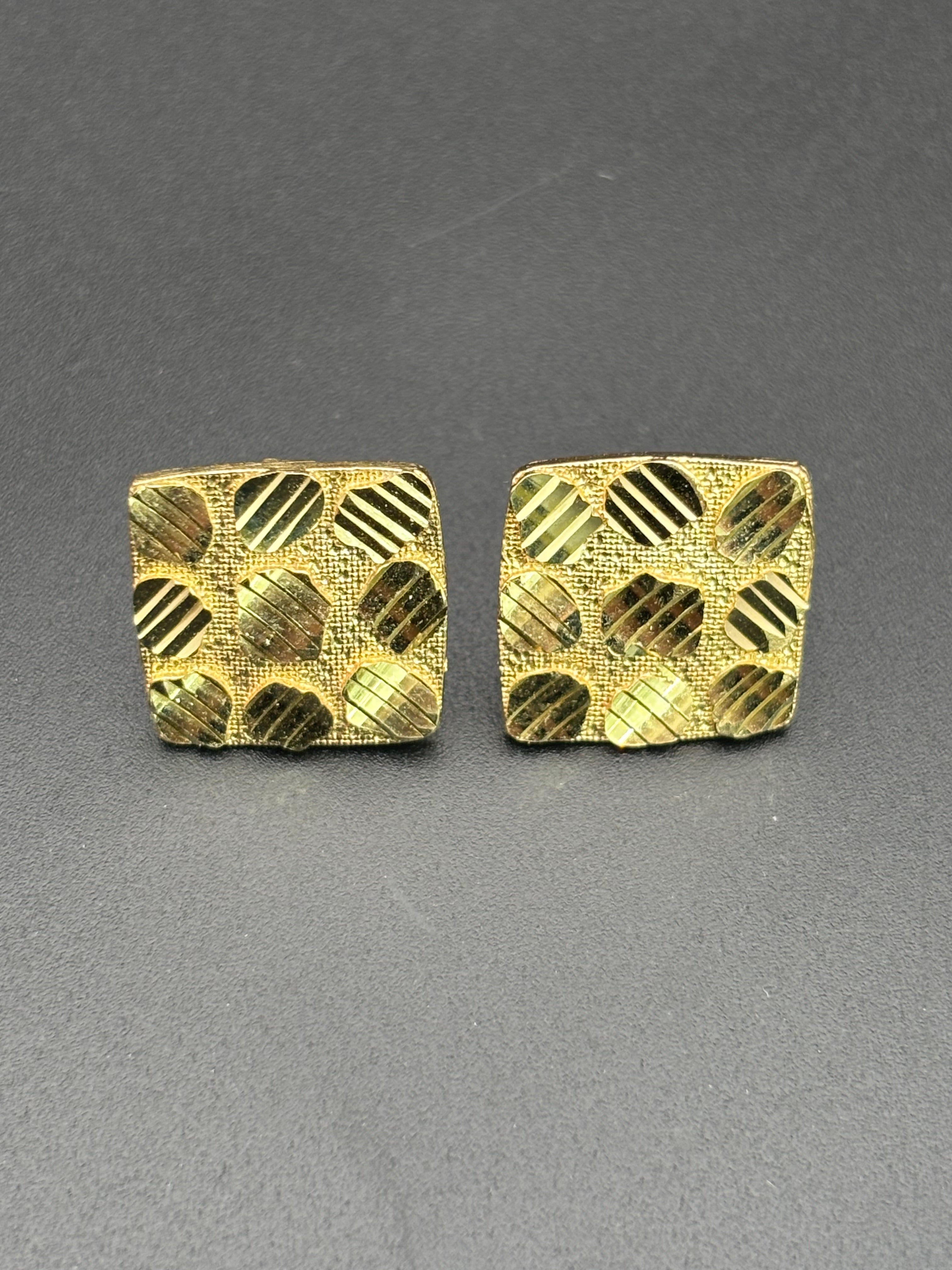 14k Solid Gold Nugget Square Earrings