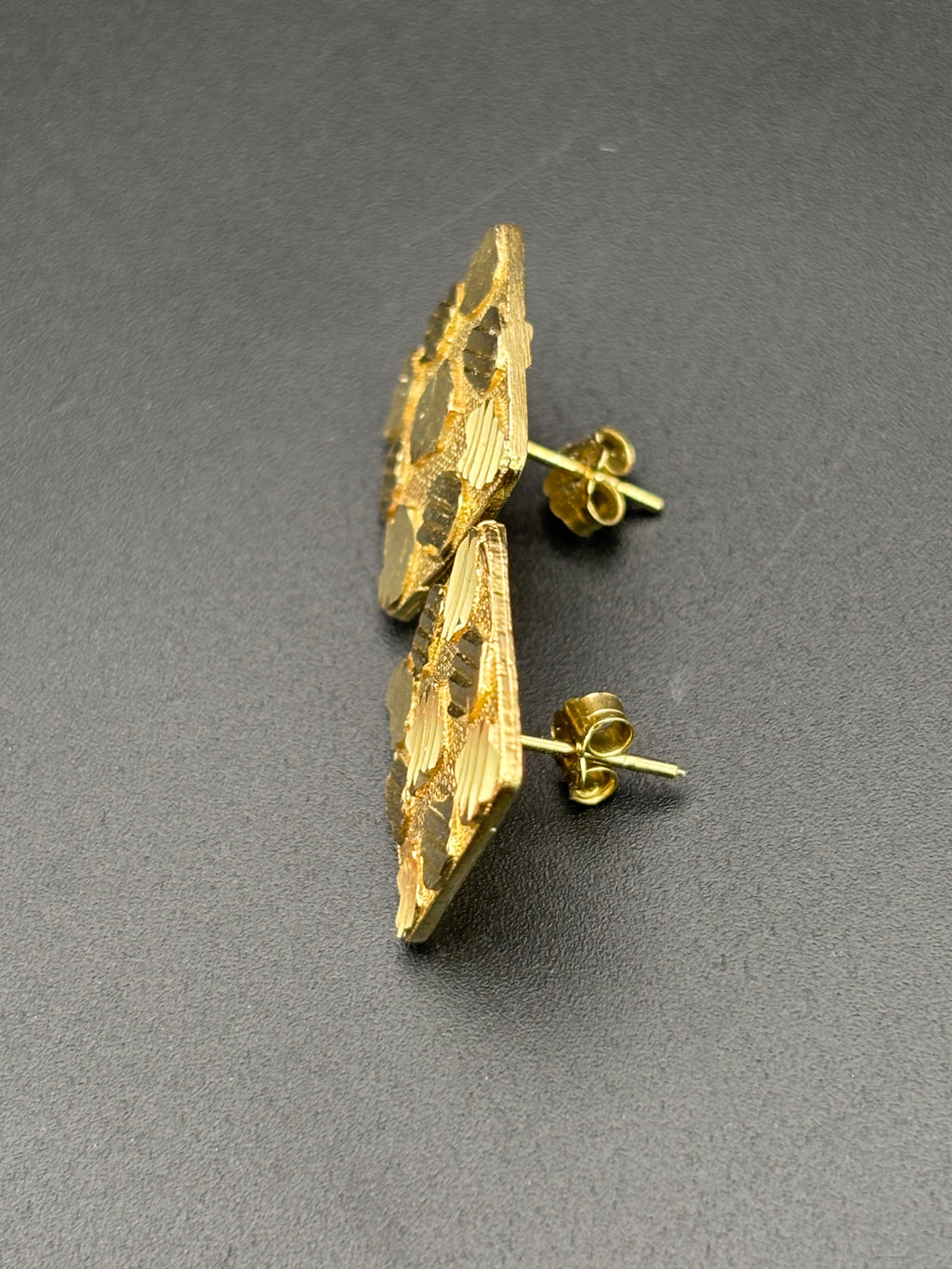 14k Solid Gold Nugget Square Earrings