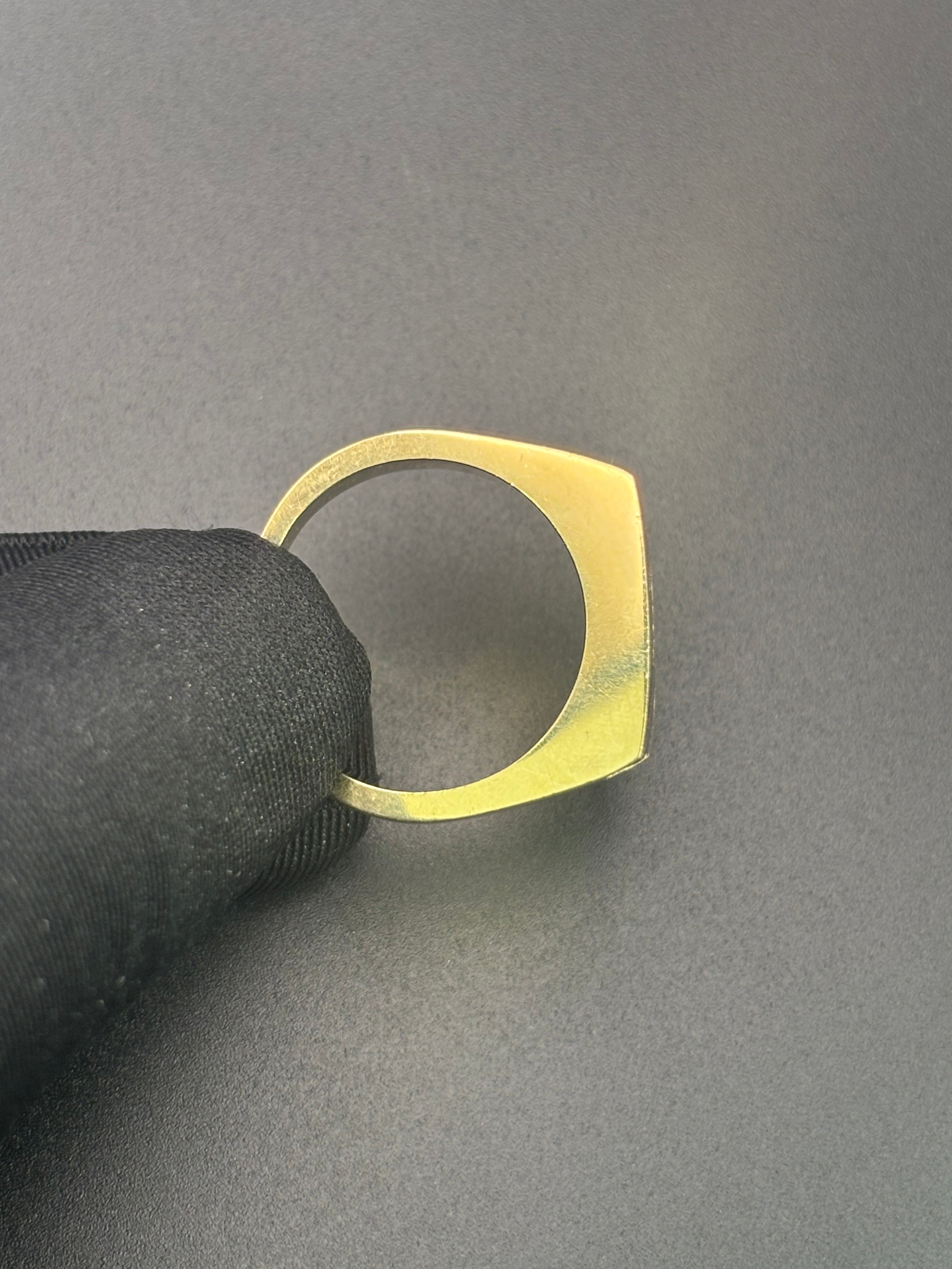 14k Solid Gold Ring Lines Black
