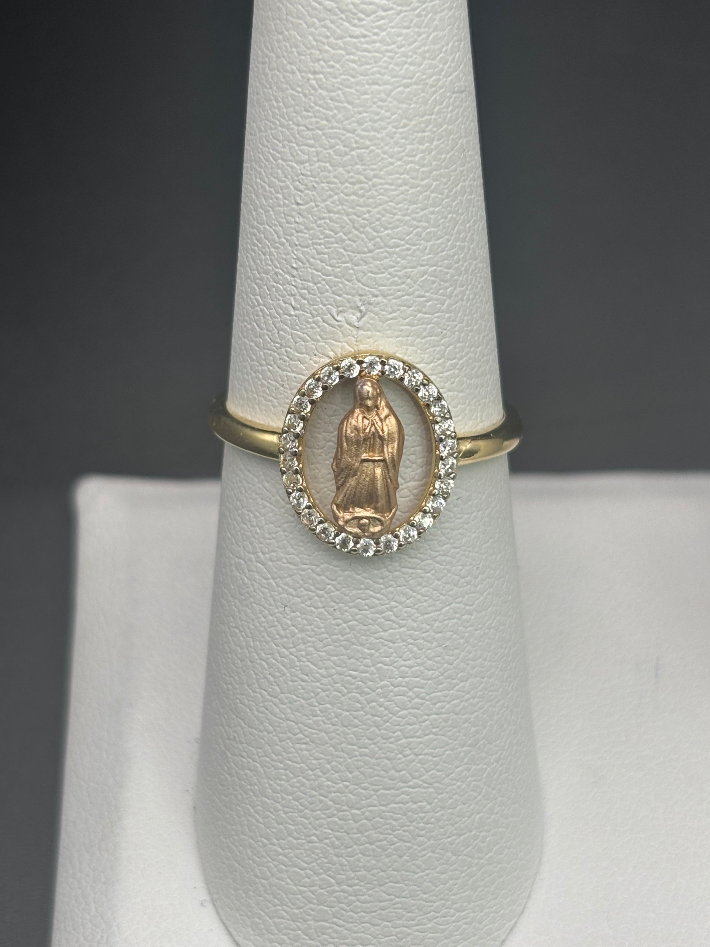 14k Solid Gold Ring Virgin Mary