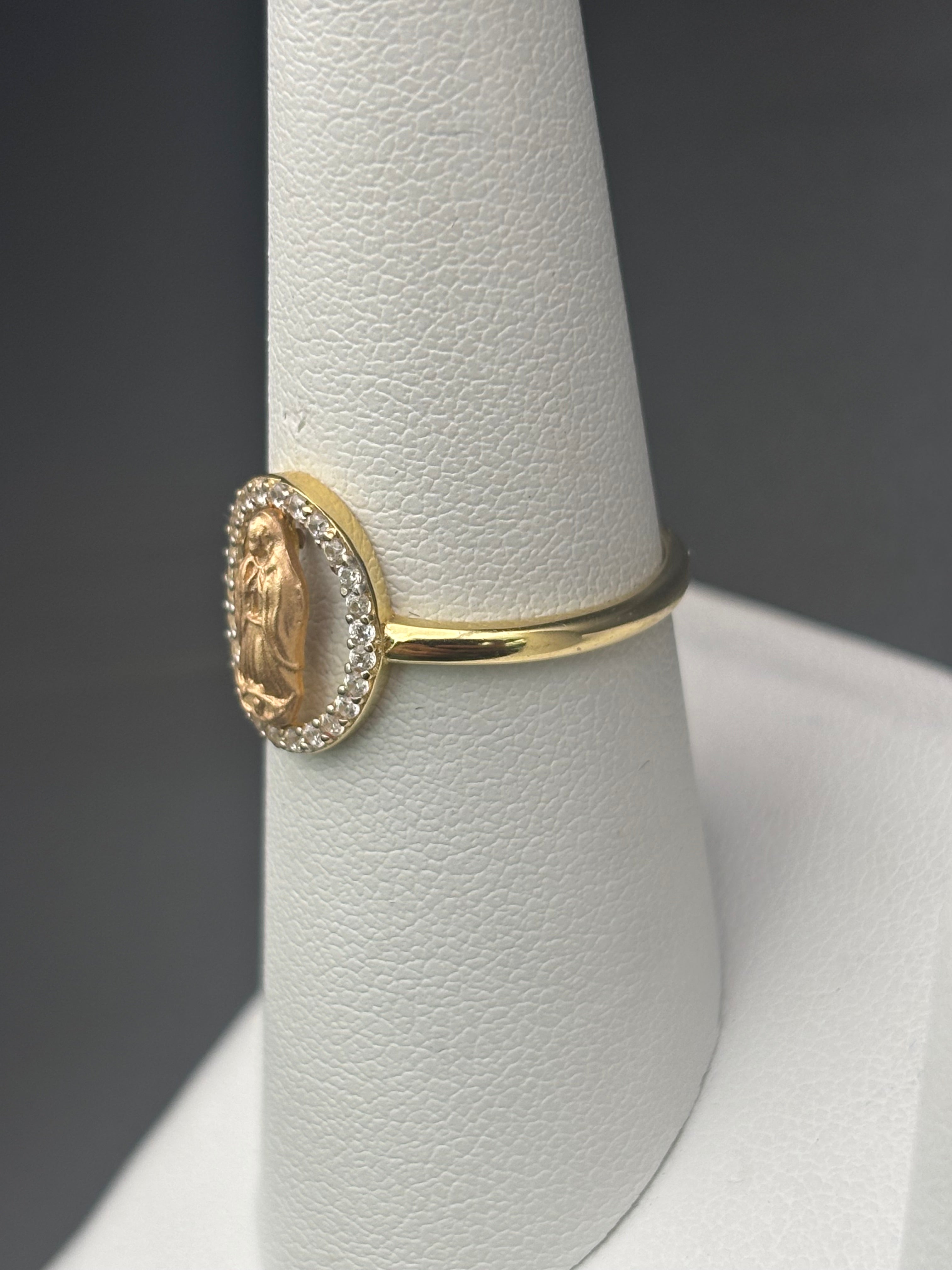 14k Solid Gold Ring Virgin Mary