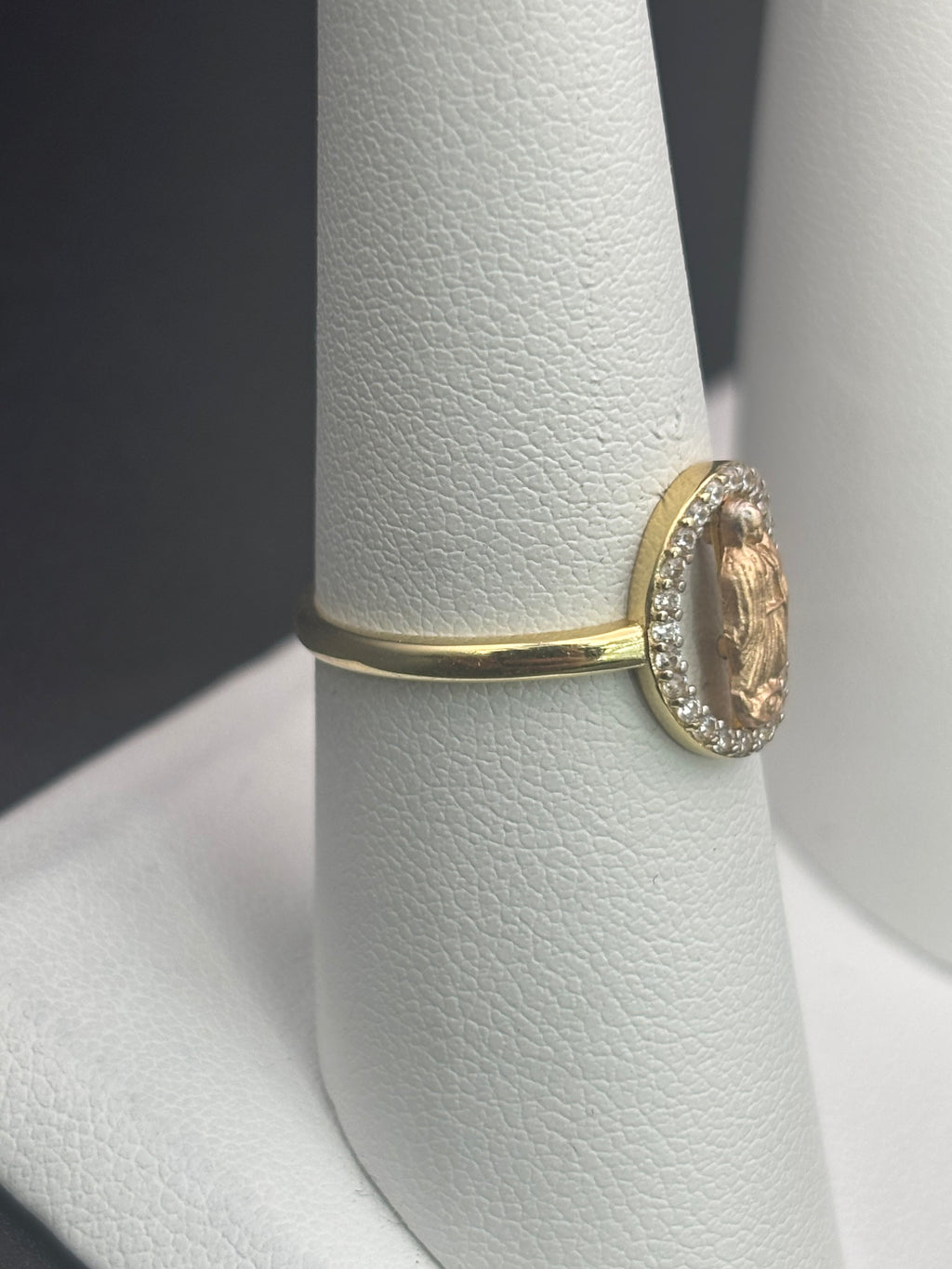 14k Solid Gold Ring Virgin Mary