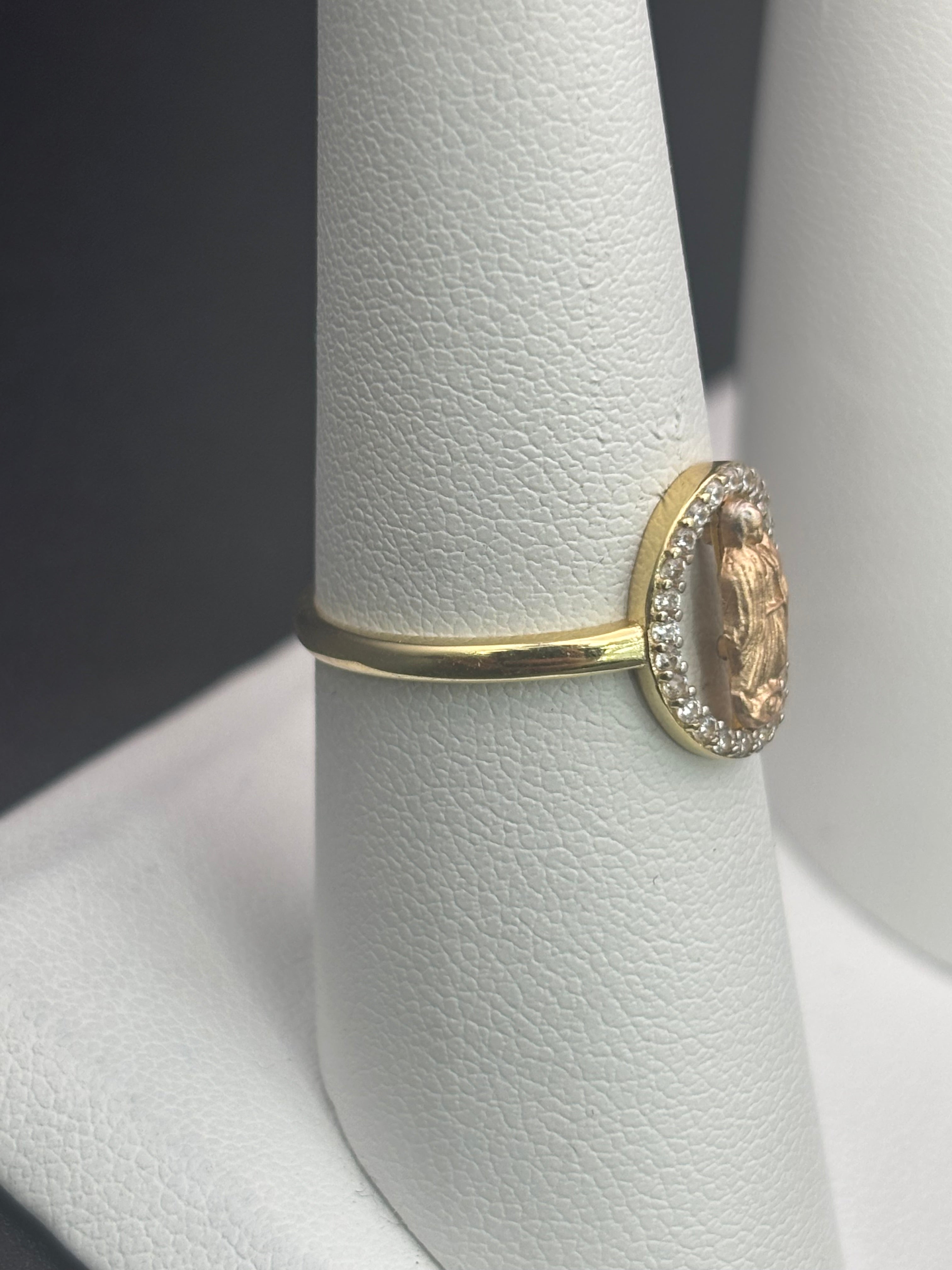 14k Solid Gold Ring Virgin Mary