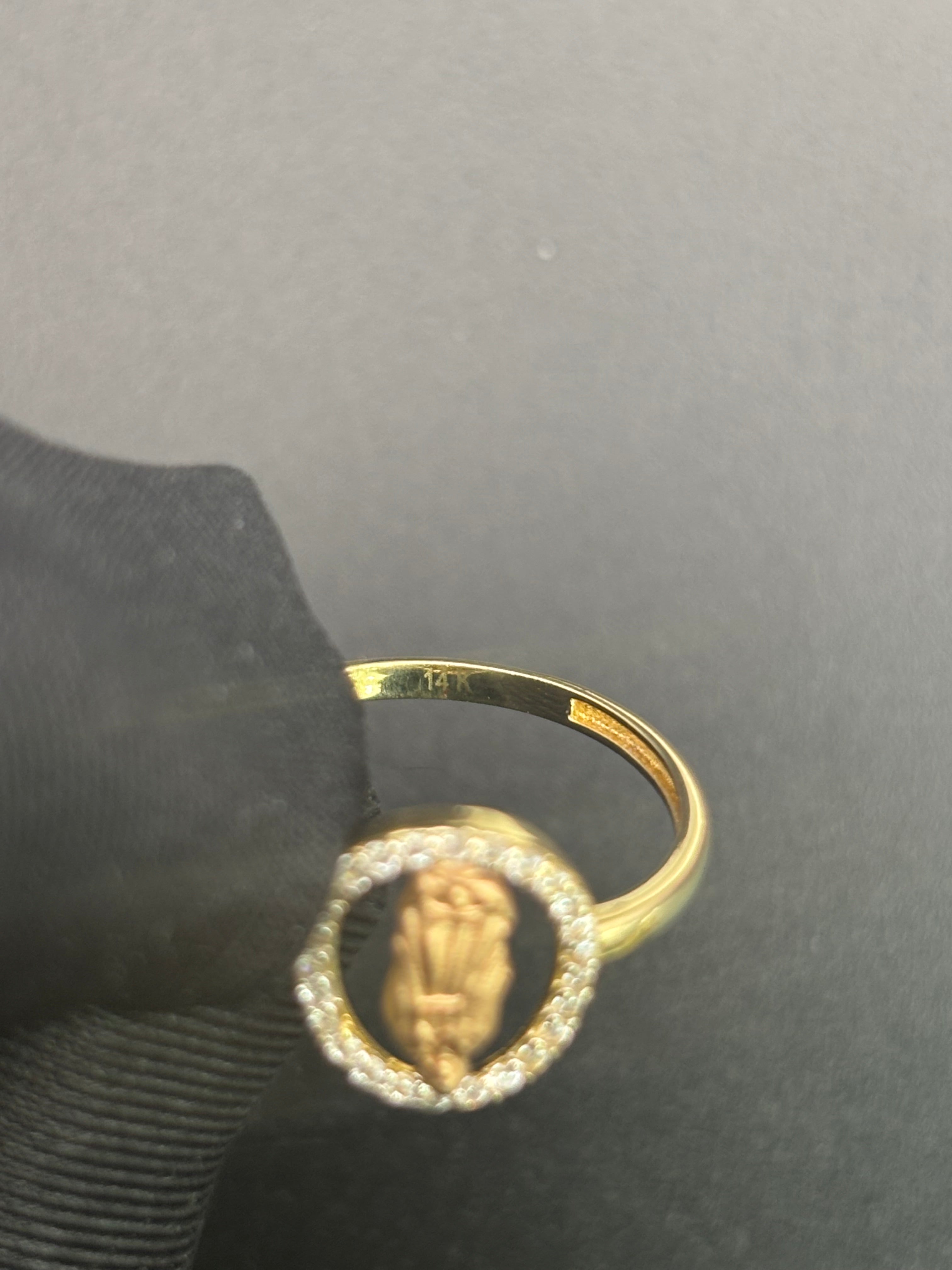 14k Solid Gold Ring Virgin Mary