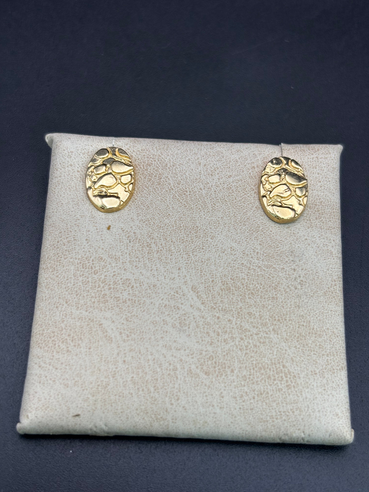 14k Solid Gold Nugget Egg Earrings