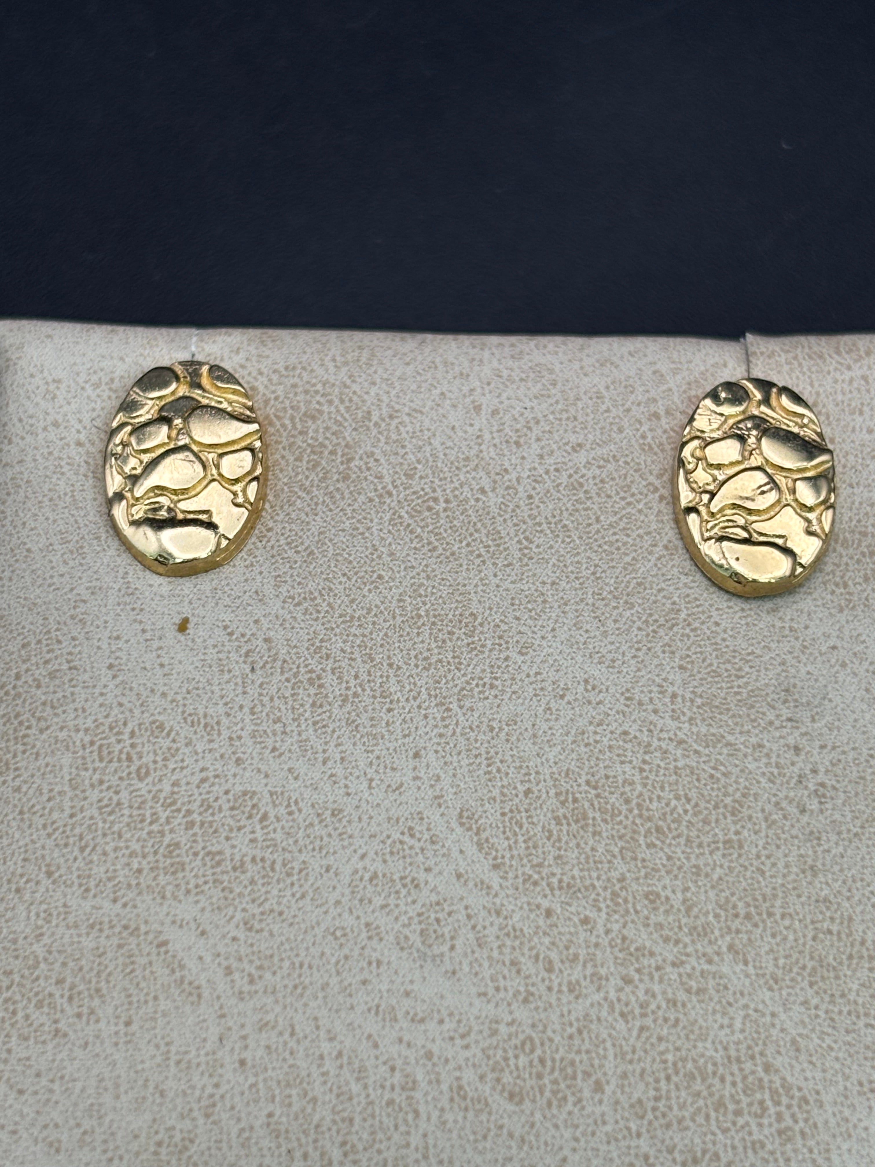 14k Solid Gold Nugget Egg Earrings