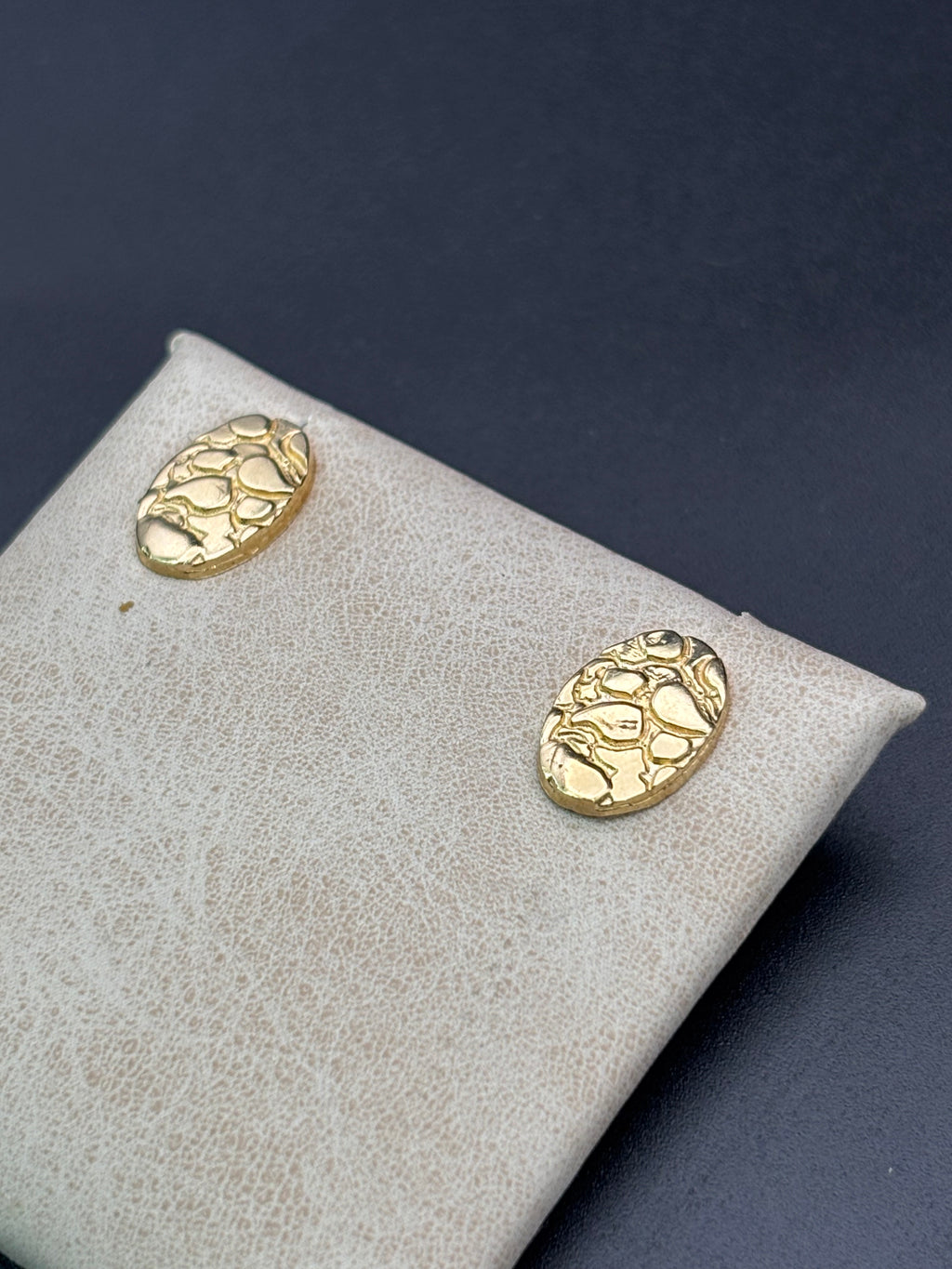 14k Solid Gold Nugget Egg Earrings