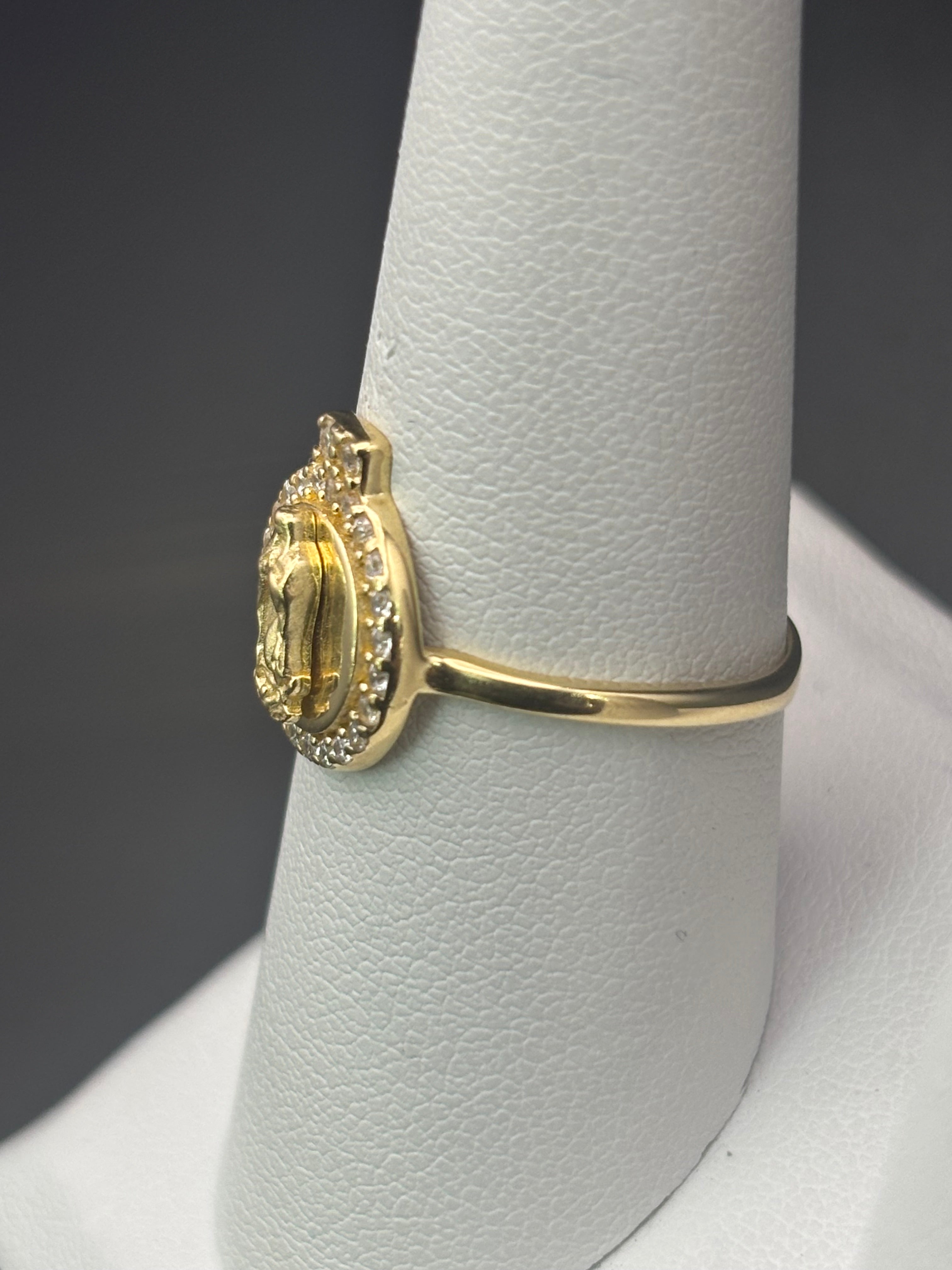 14k Solid Gold Ring Virgin Mary
