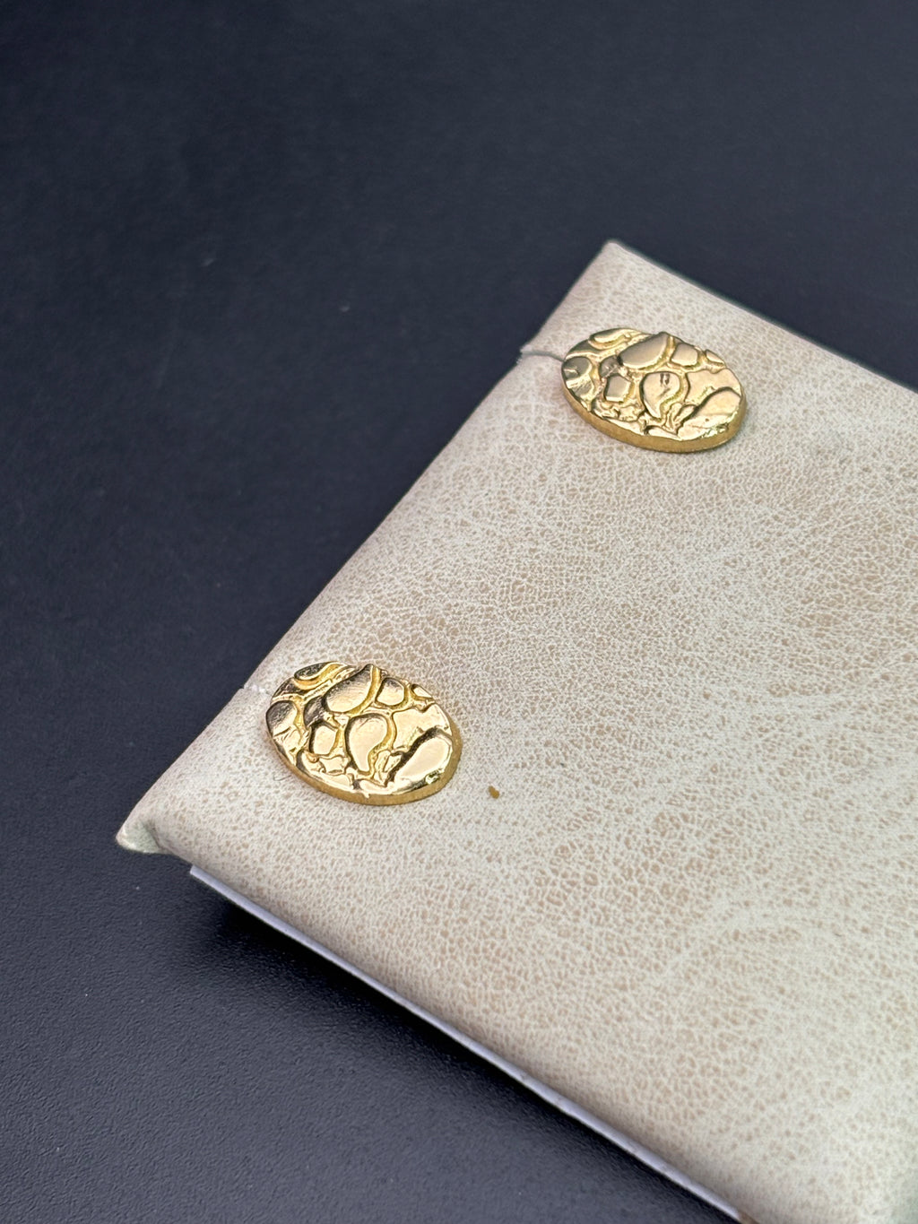 14k Solid Gold Nugget Egg Earrings