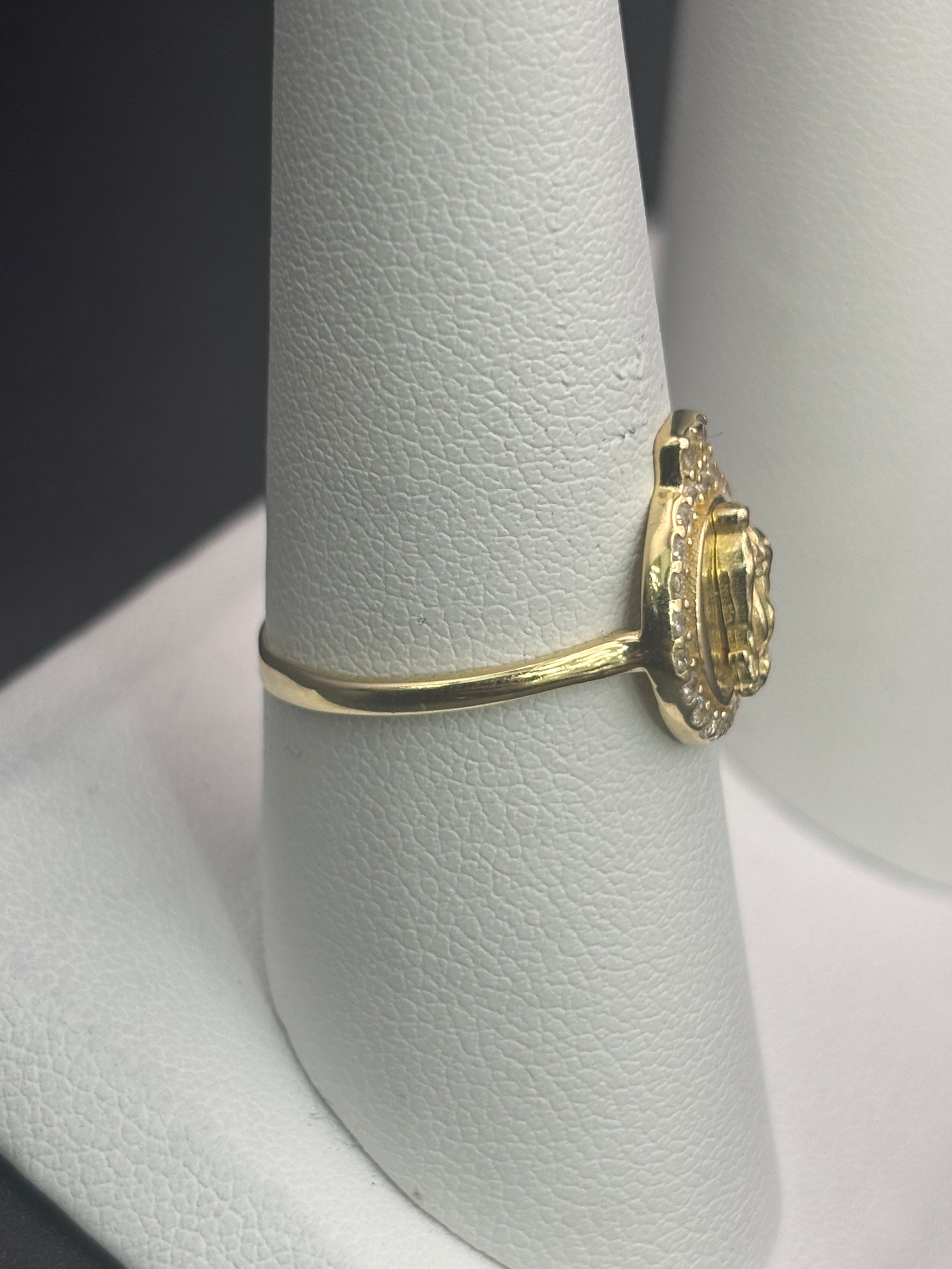 14k Solid Gold Ring Virgin Mary