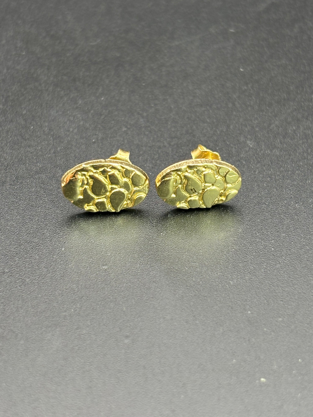 14k Solid Gold Nugget Egg Earrings