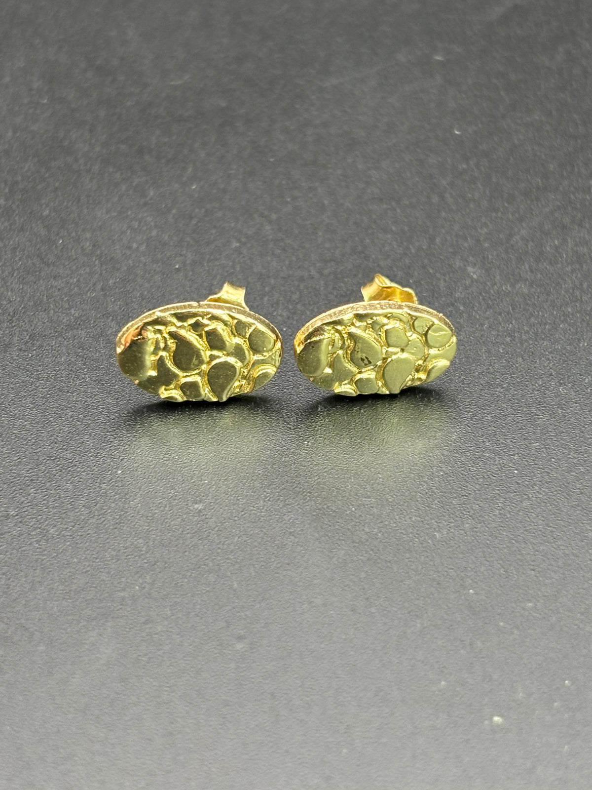 14k Solid Gold Nugget Egg Earrings
