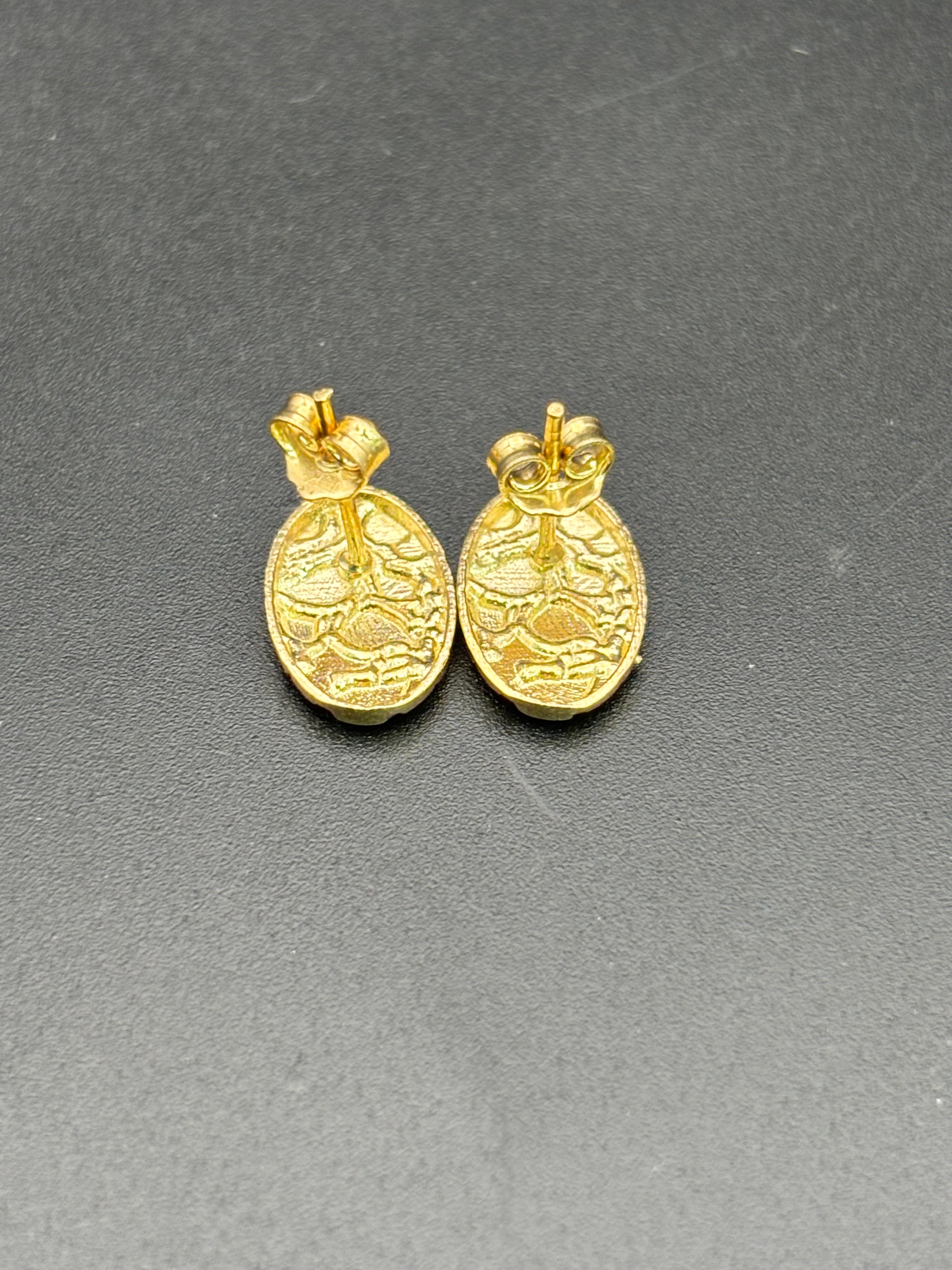 14k Solid Gold Nugget Egg Earrings
