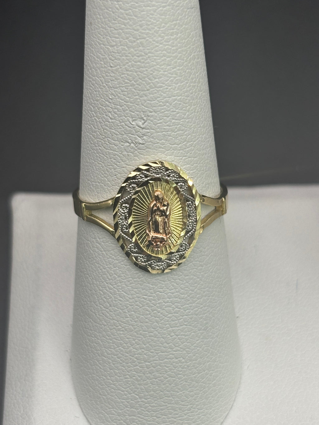 14k Solid Gold Ring Virgin Mary